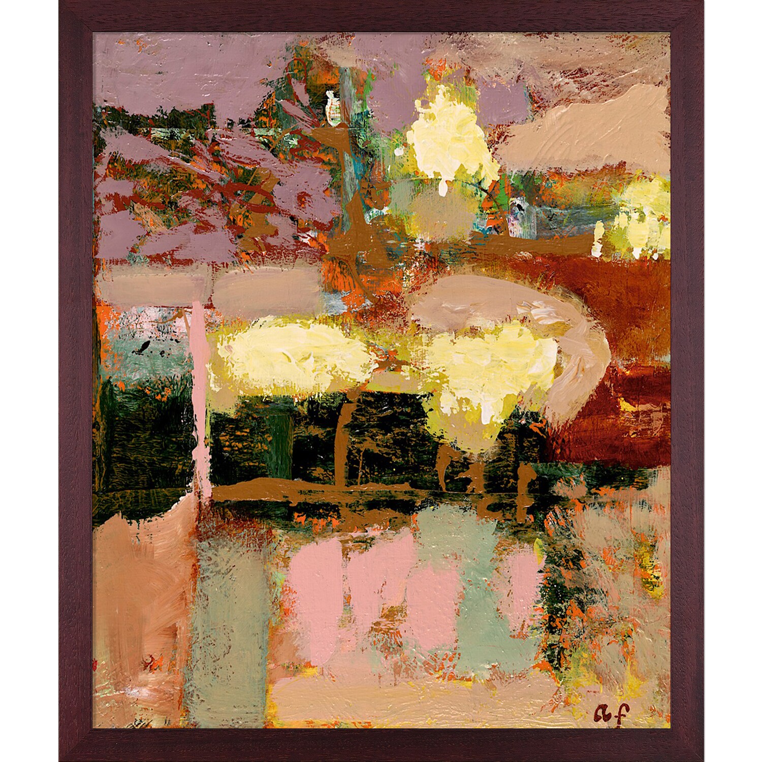 ArtistBe 688576794549 Chopped Liver Allan P. Friedlander Mahogany Wood Framed 26.5-Inches H x 22.5-Inches W Abstract Canvas Print