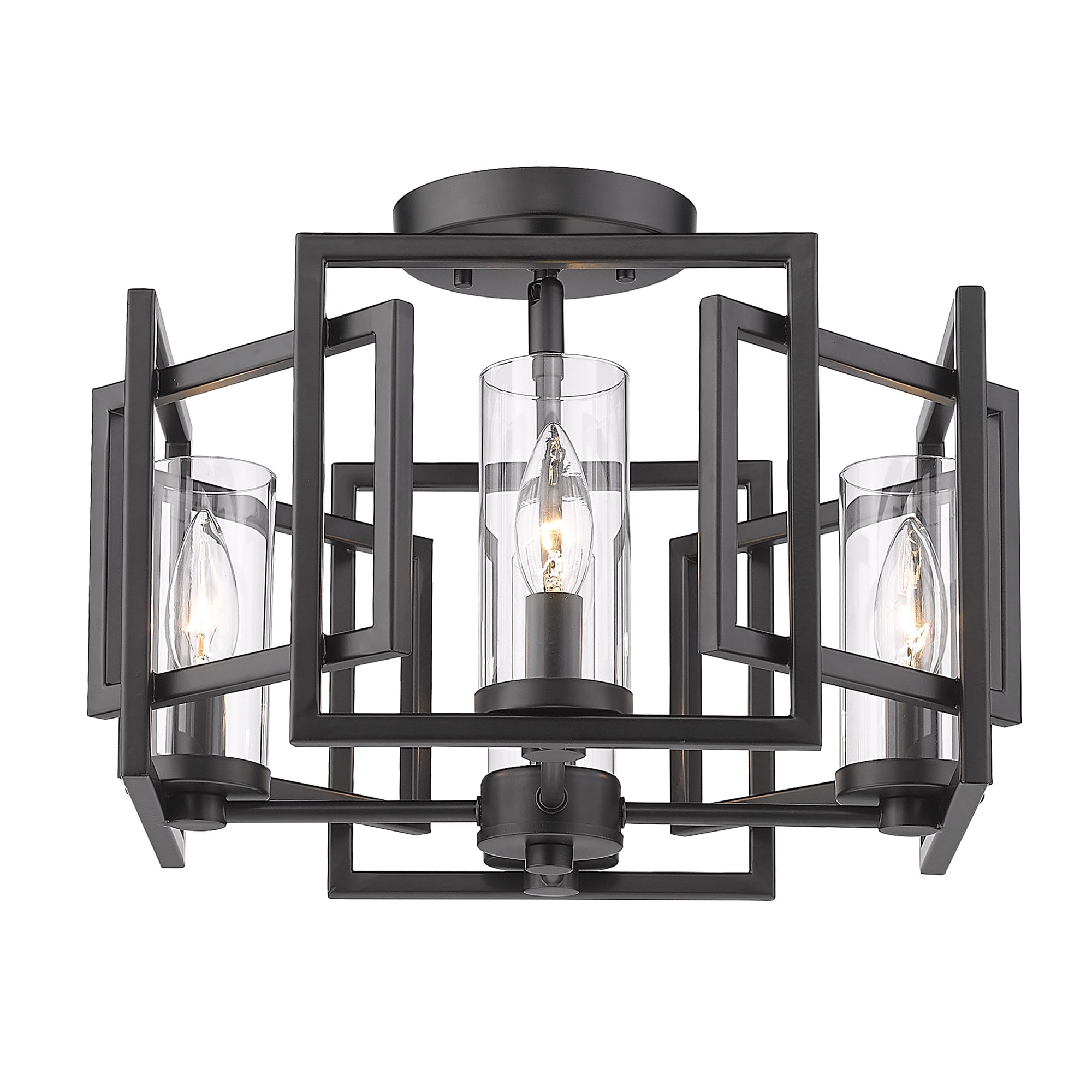 Golden Lighting 6068-FM BLK Marco 4 -Light 16.00-in Matte Black Flush Mount Light