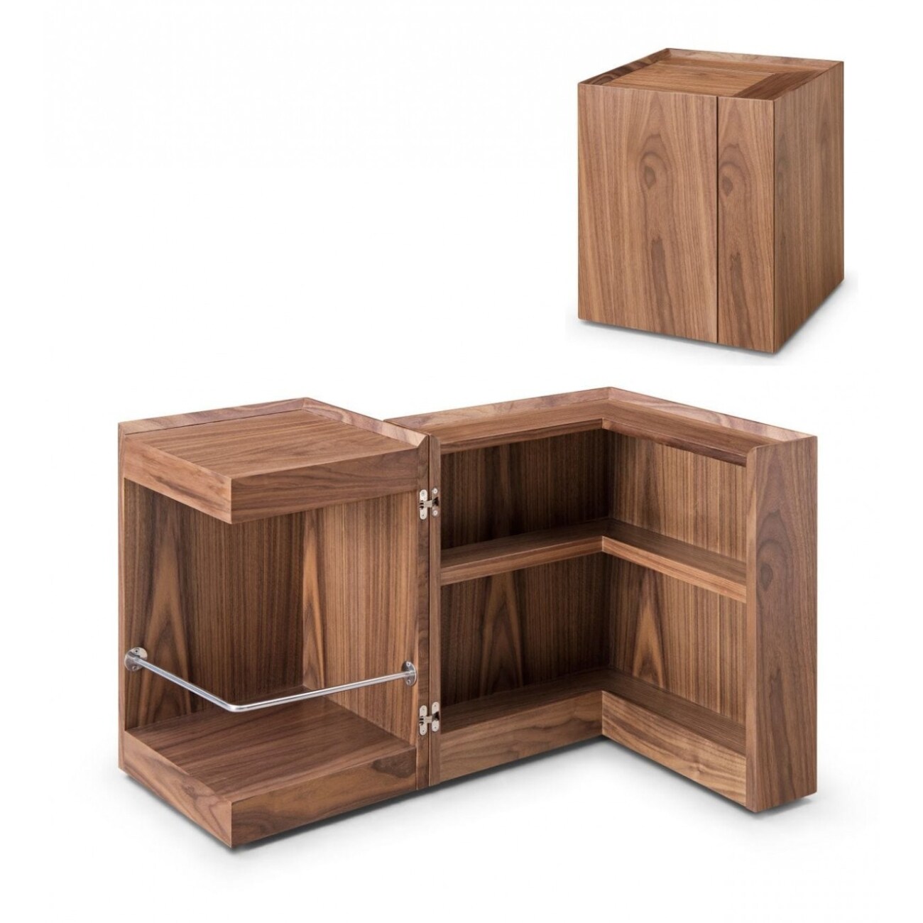 HomeRoots 4000473159 17-in W x 21-in H Walnut Wood Veneer Modern End Table with Storage Fully Assembled