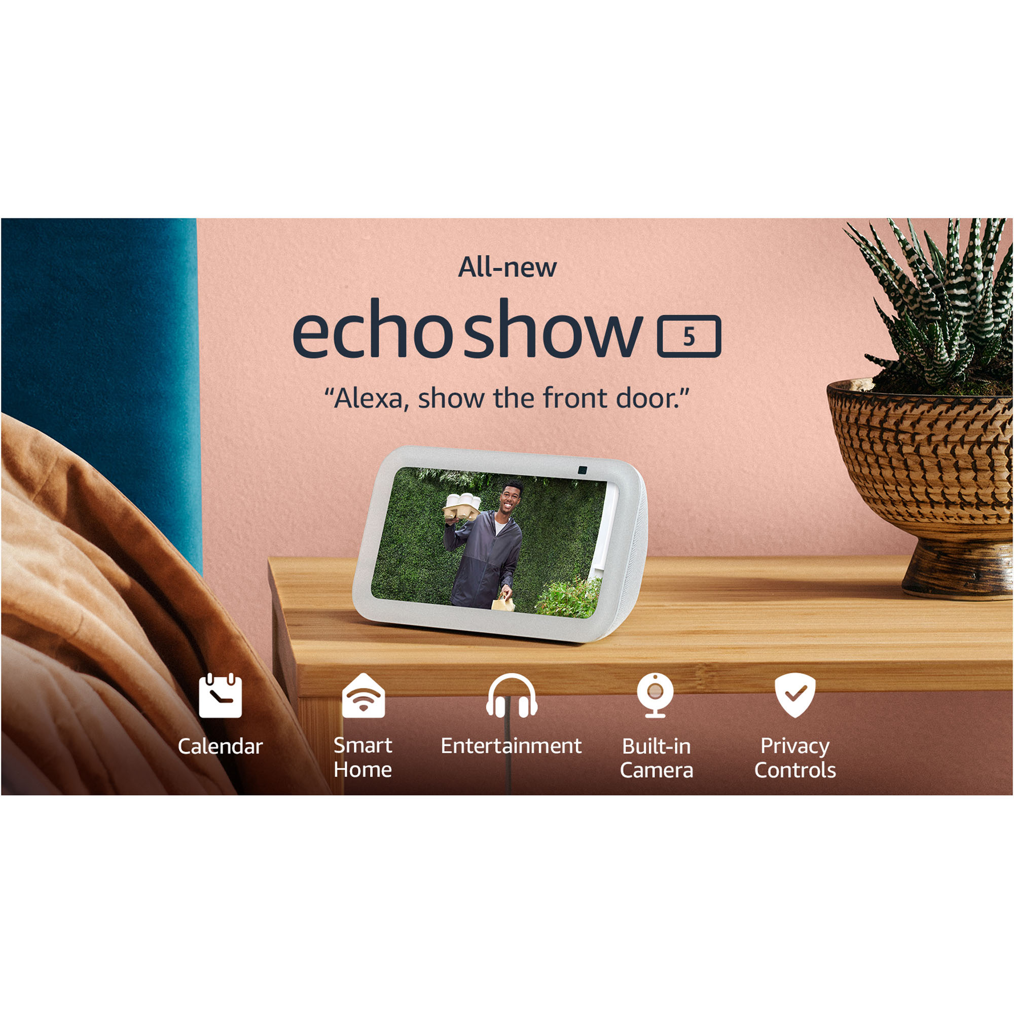 Echo Show 5 (3rd Gen, 2023 release), Smart Display with Deeper Bass  and Clearer Sound, Glacier White B09B2QTGFY - The Home Depot