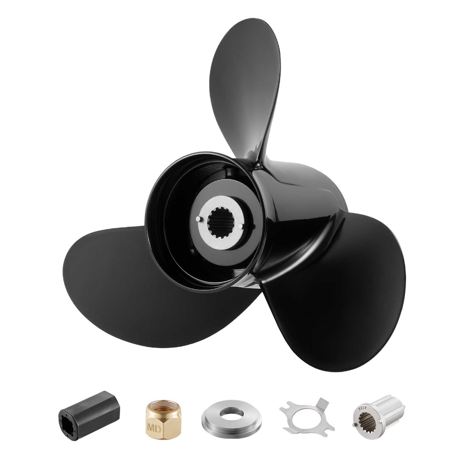 GIVIMO Outboard Propeller 13-in x 19-in Aluminum Boat Propeller 3-Blade 15-Spline Right Hand Rotation for 40-HP to 140-HP Outboard Engines with 4-1/4-in Gearcase