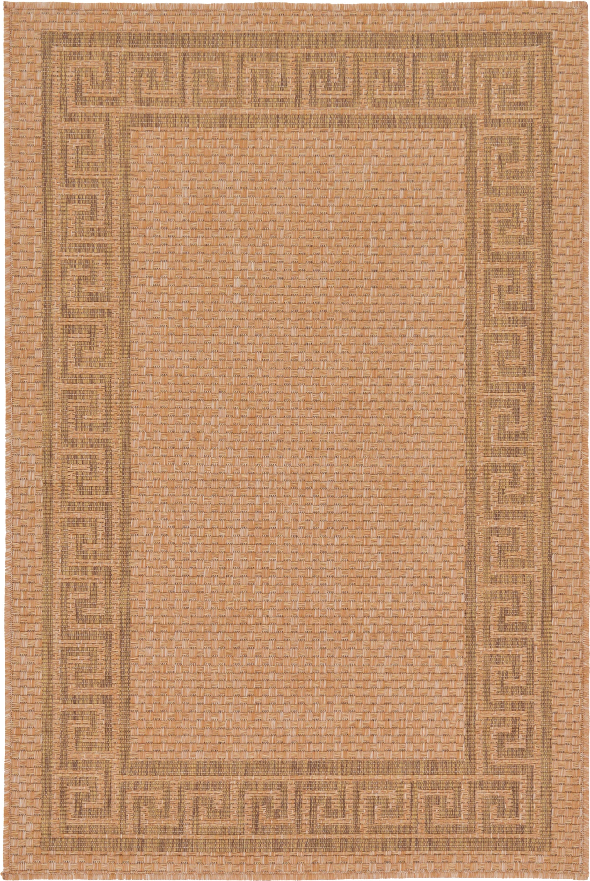 Unique Loom 3126539 Greek Key Outdoor 3 x 5 (ft) Loomed Polypropylene Brown/Tan Rectangular Indoor/Outdoor Geometric Global Area rug