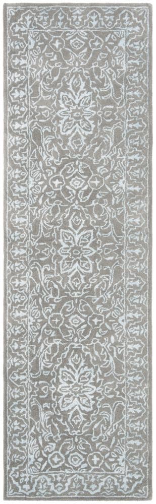 Safavieh GLM516E-28 Glamour Cleo 2 x 8 (ft) Tufted Synthetic Blue/Dark Gray Rectangular Indoor Floral/Botanical Vintage Runner rug