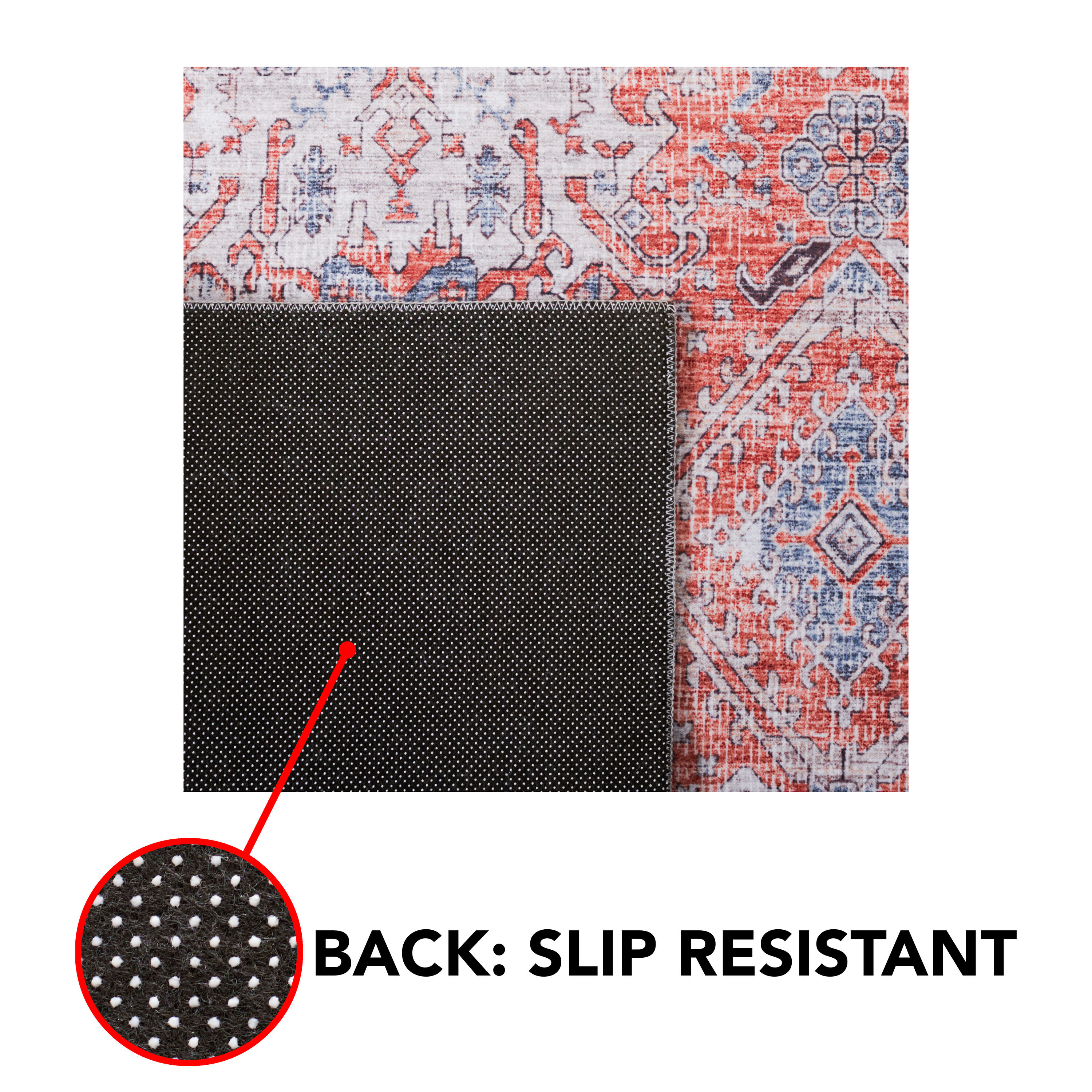 Tucson Rust and Beige Square Washable Area Rug