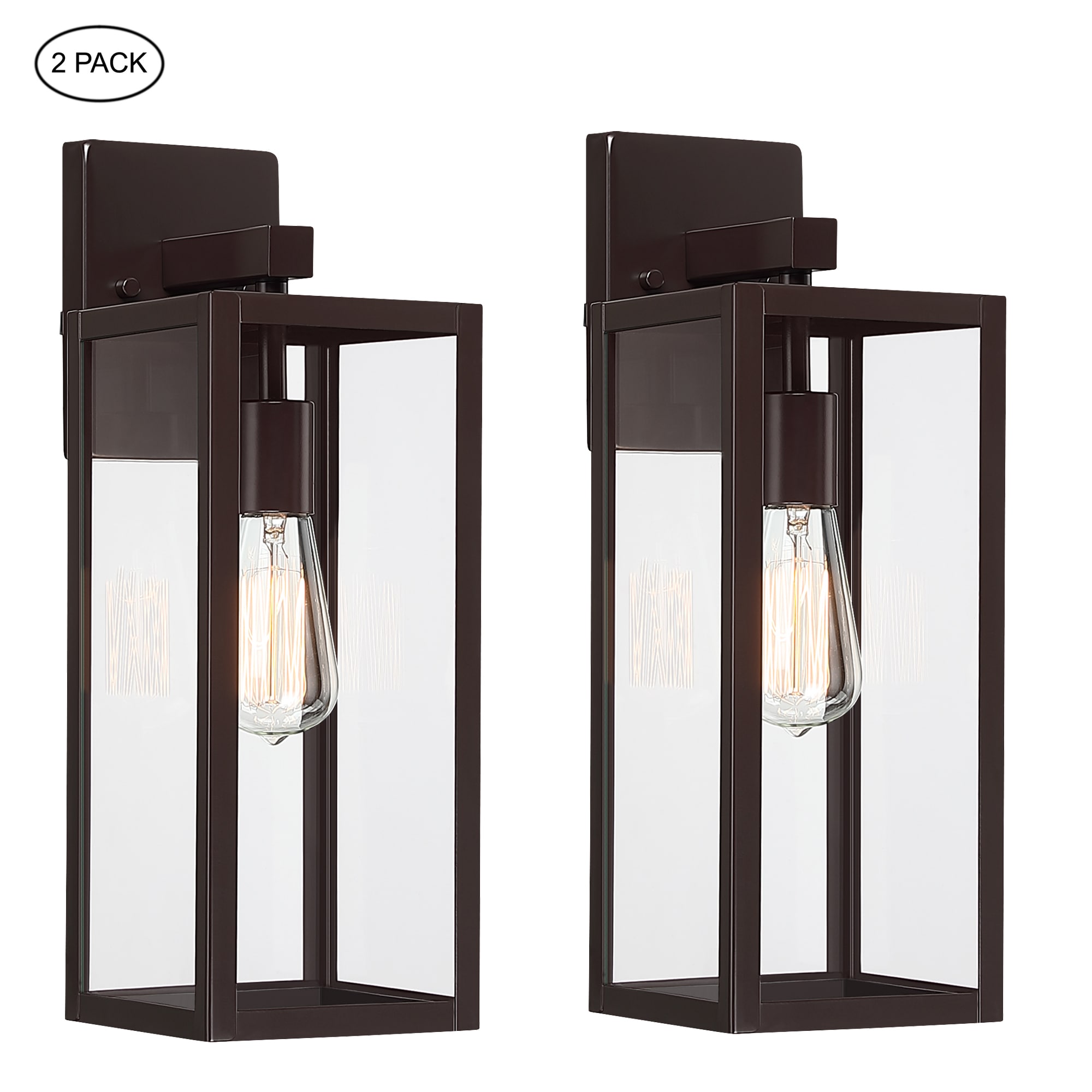 Hukoro FL88712-BZ 2 -Pack 1 -Light 17-in H Matte Bronze Hardwired Outdoor Wall Light