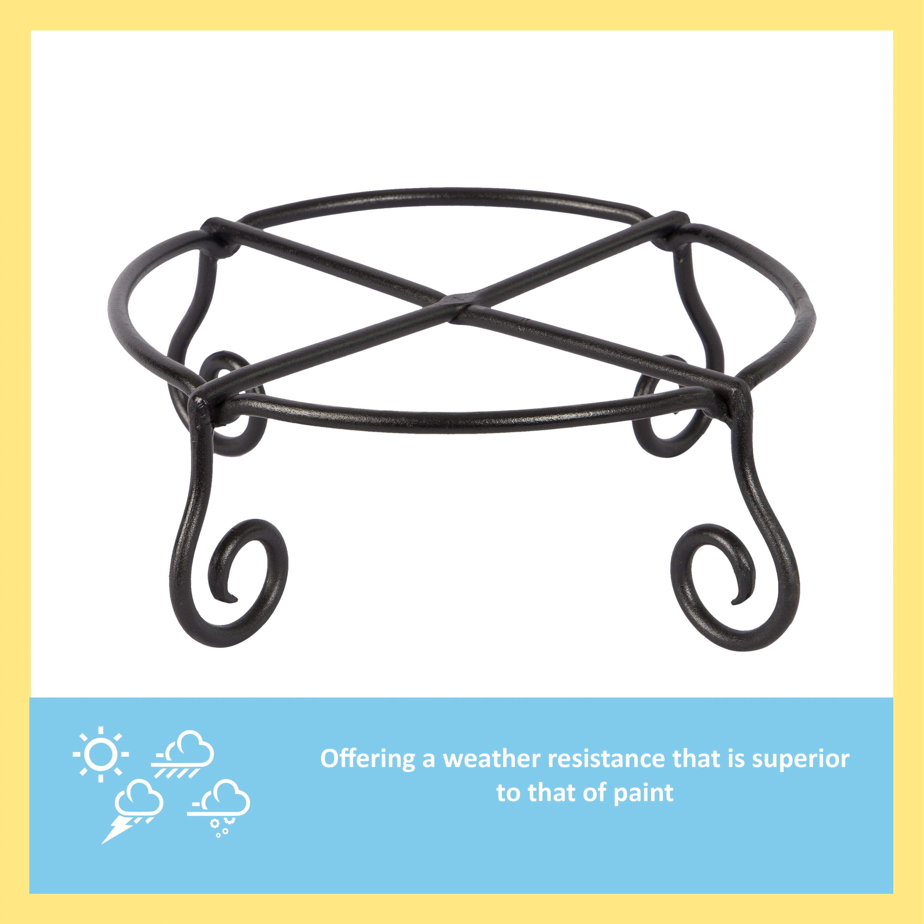 Black Wrought Iron Circular Plant Stand with Scroll Legs