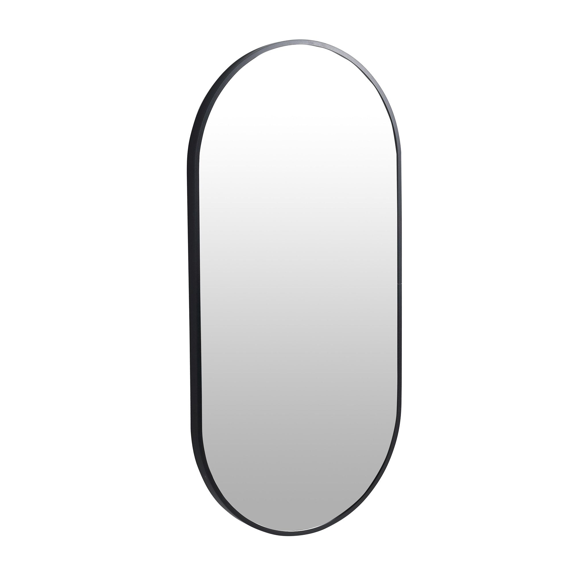 BABOOM BOM-9967978-OR Bathroom Mirror 18-in x 35-in Framed Oval Bathroom Vanity Mirror ( Black )