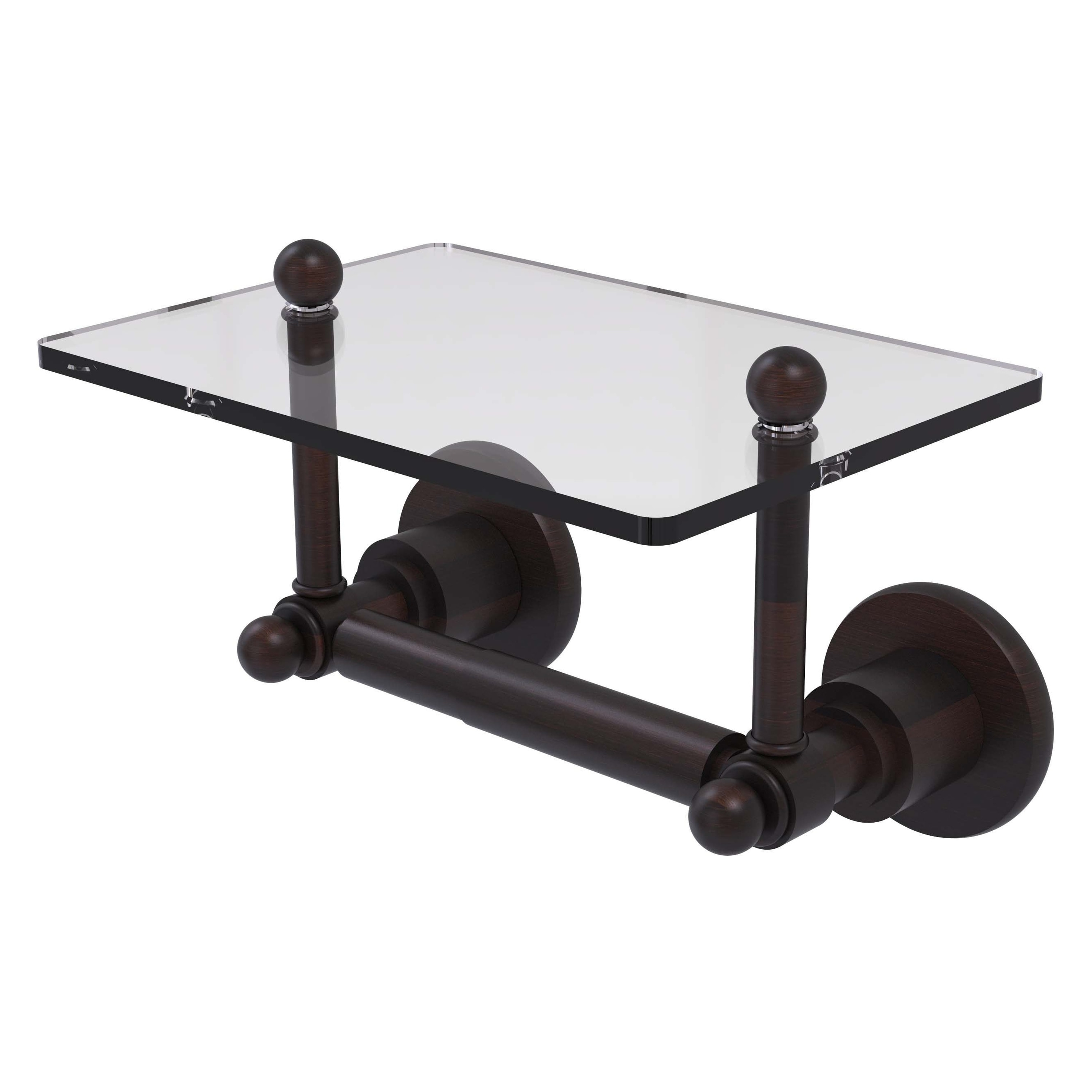 Allied Brass AP-GLT-24-VB Astor Place Venetian Bronze Wall mount Double post Toilet Paper Holder 1 -Rolls with Storage