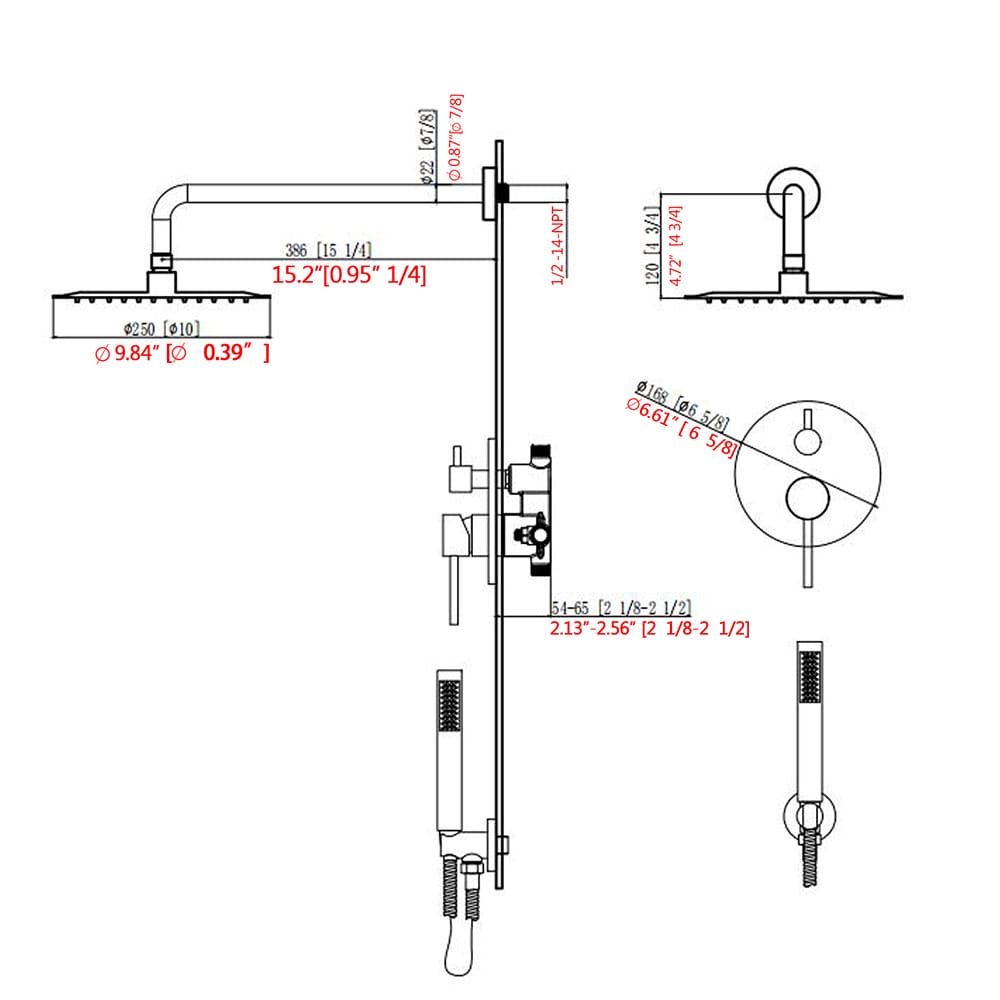 EQLOO A3584BN Fixed-Showerhead - View #3