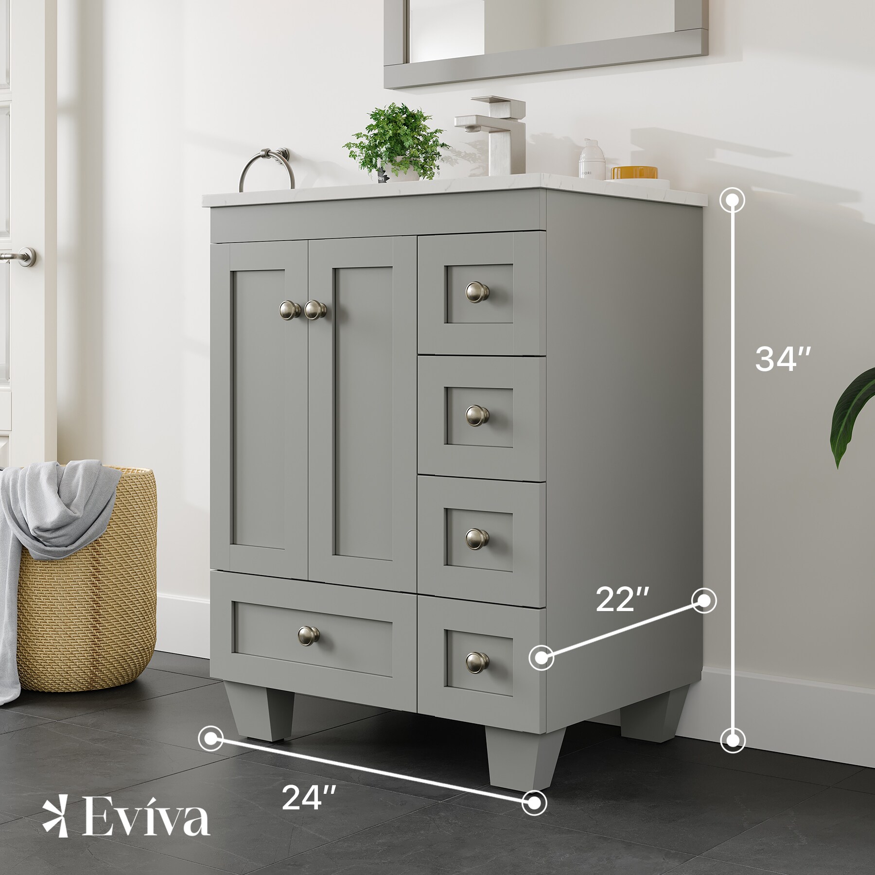 Eviva EVVN69-24GR-Q Bath-Vanity-Combo - View #2