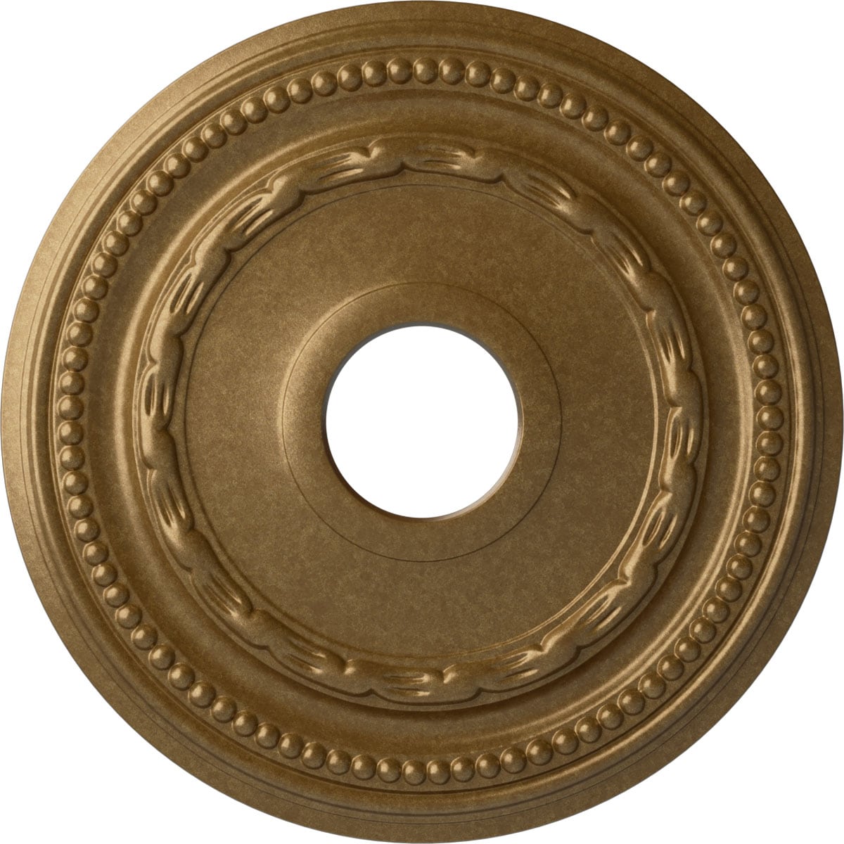 Ekena Millwork CM15FEPAS Federal 15.375-in W x 15.375-in L Painted Pale Gold Polyurethane Split Ceiling Medallion