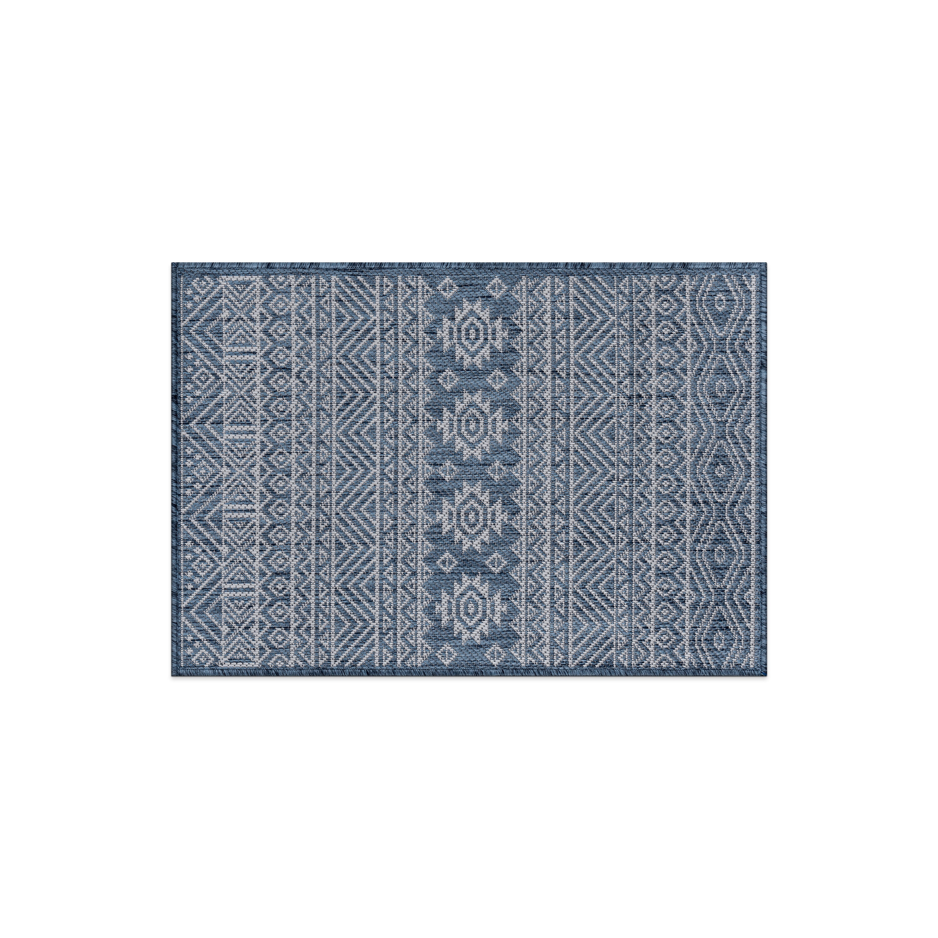 World Rug Gallery 124NAVY2X3 Summer 2 x 3 (ft) Loomed Polypropylene Navy Rectangular Indoor/Outdoor Geometric Global Area rug