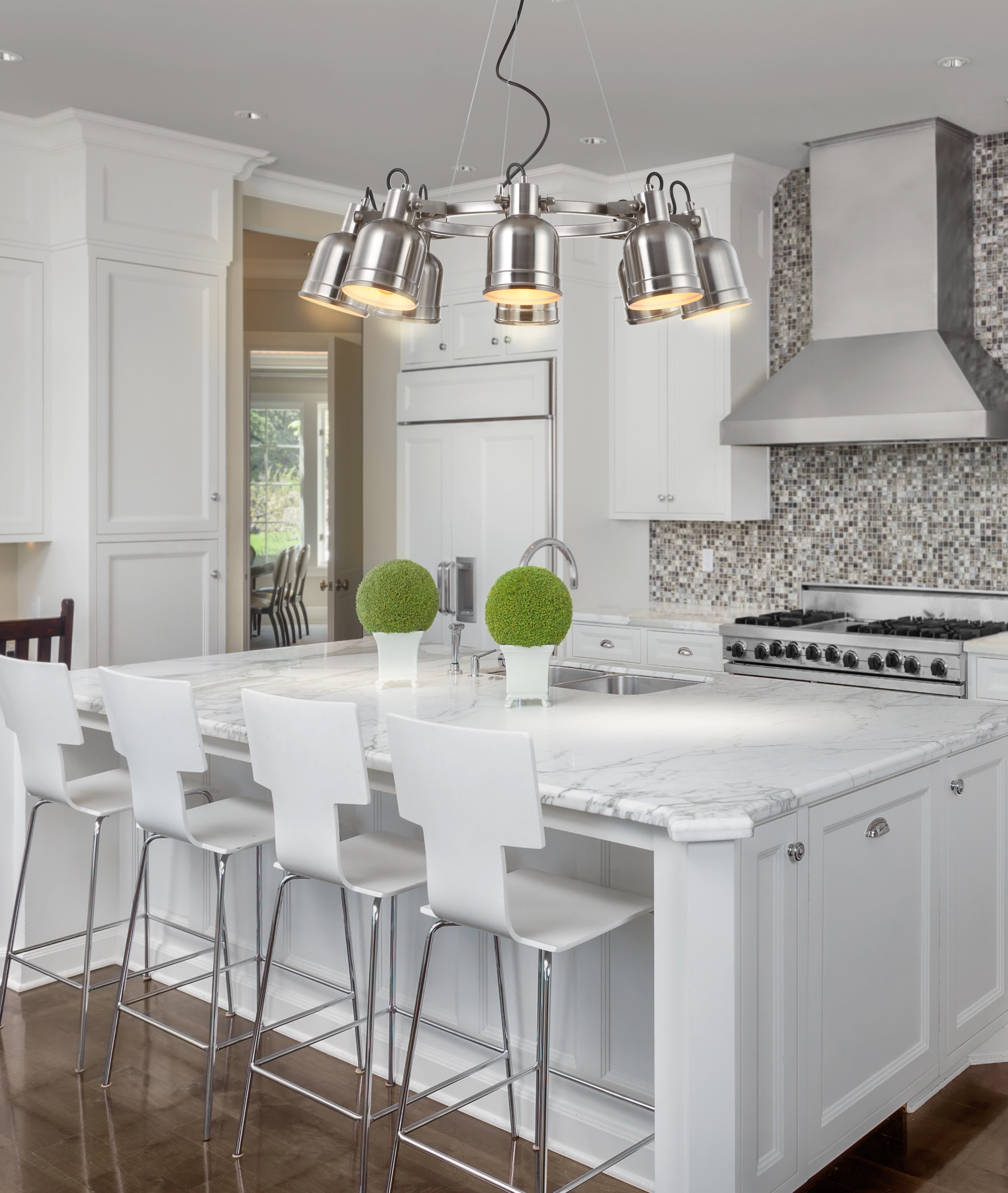 Liam 26.5" Polished Chrome Nickel Drum LED Chandelier