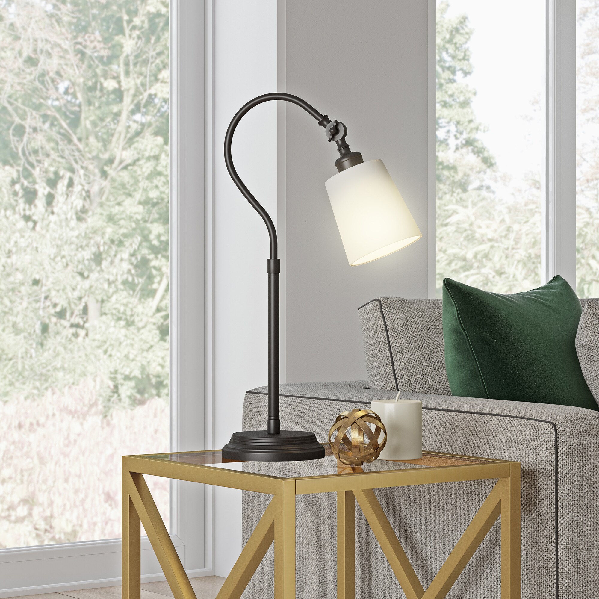 Harland 25" Blackened Bronze Smart Arc Table Lamp