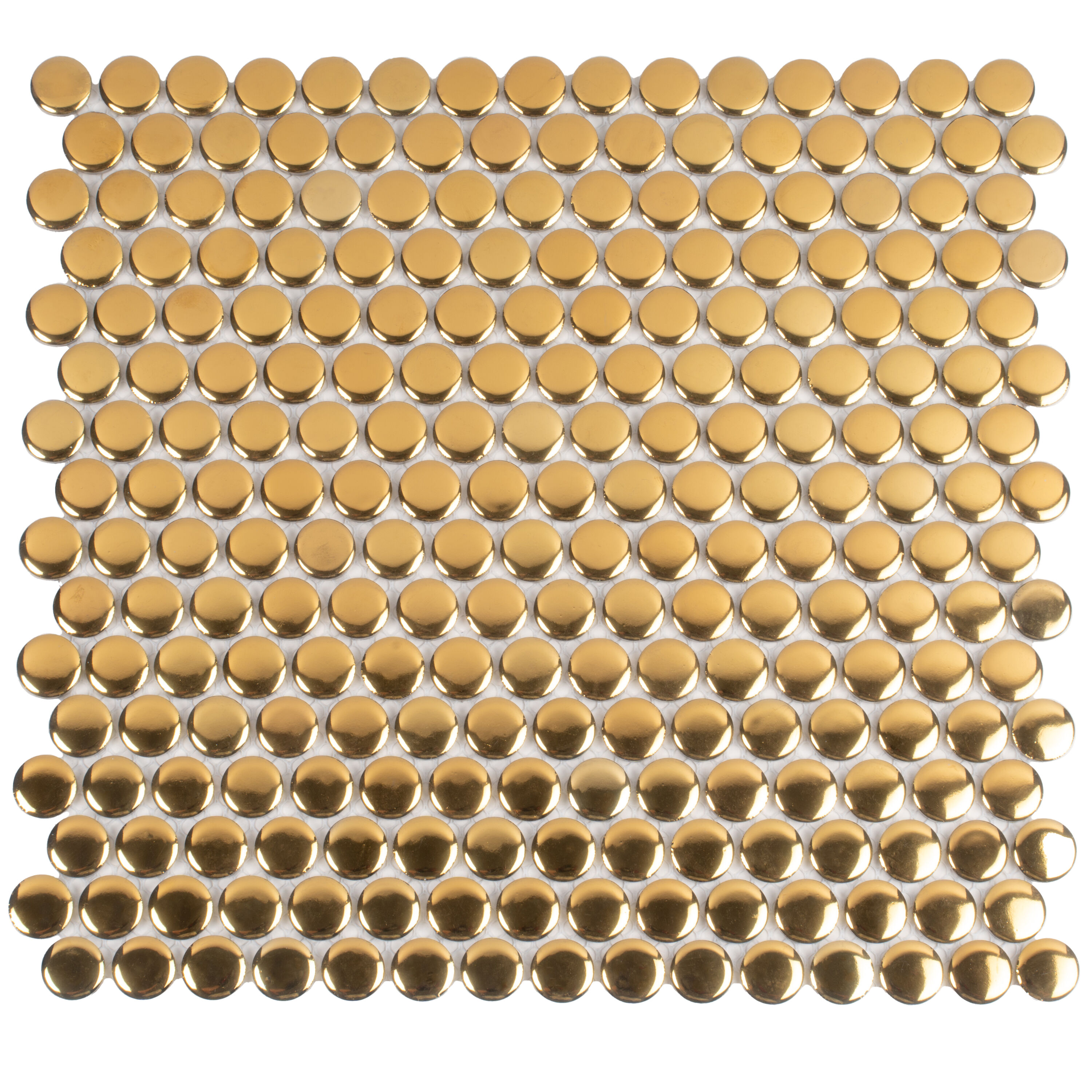 Apollo Tile ORB8806GDGA Cirkel Gold 12-in x 12-in Glossy Porcelain Patterned Penny Mosaic Floor and Wall Tile (9.87-sq. ft/ Carton)