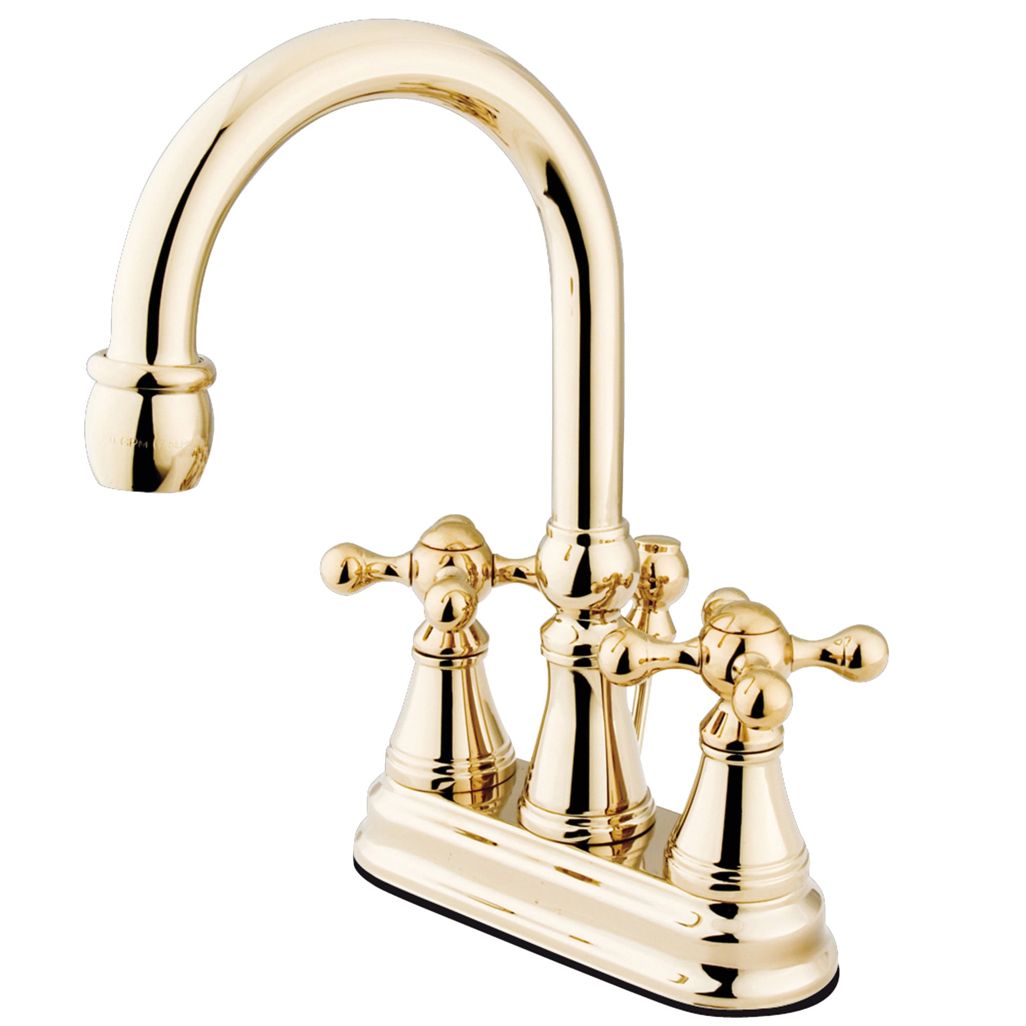 Elements of Design ES2612KX Polished brass 4-in centerset 2-handle High-arc Residential Handle Bathroom Sink Faucet with Drain