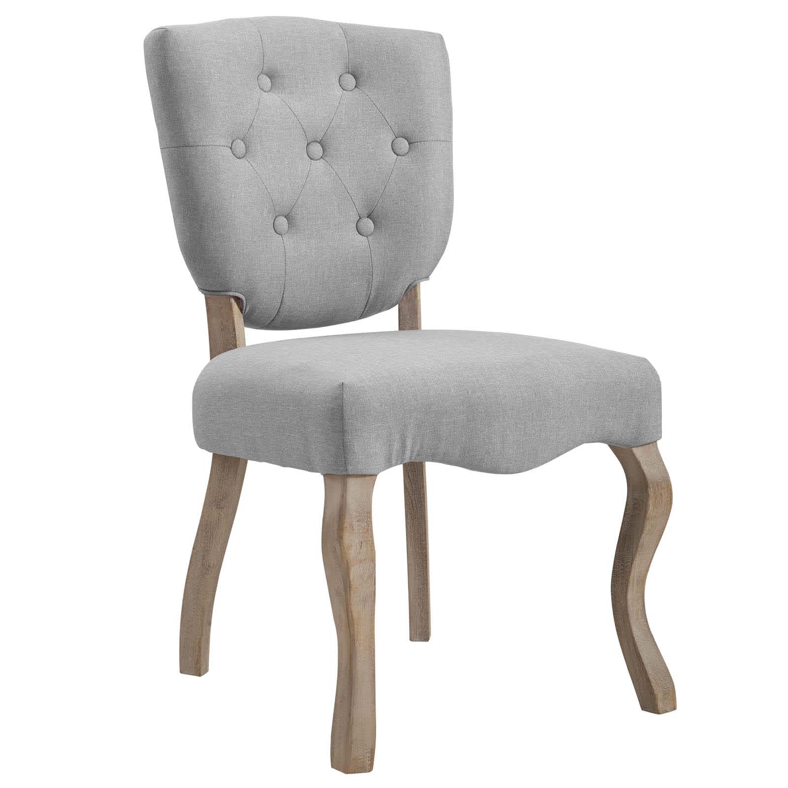  Array Vintage French Upholstered Dining Side Chair in Light Gray