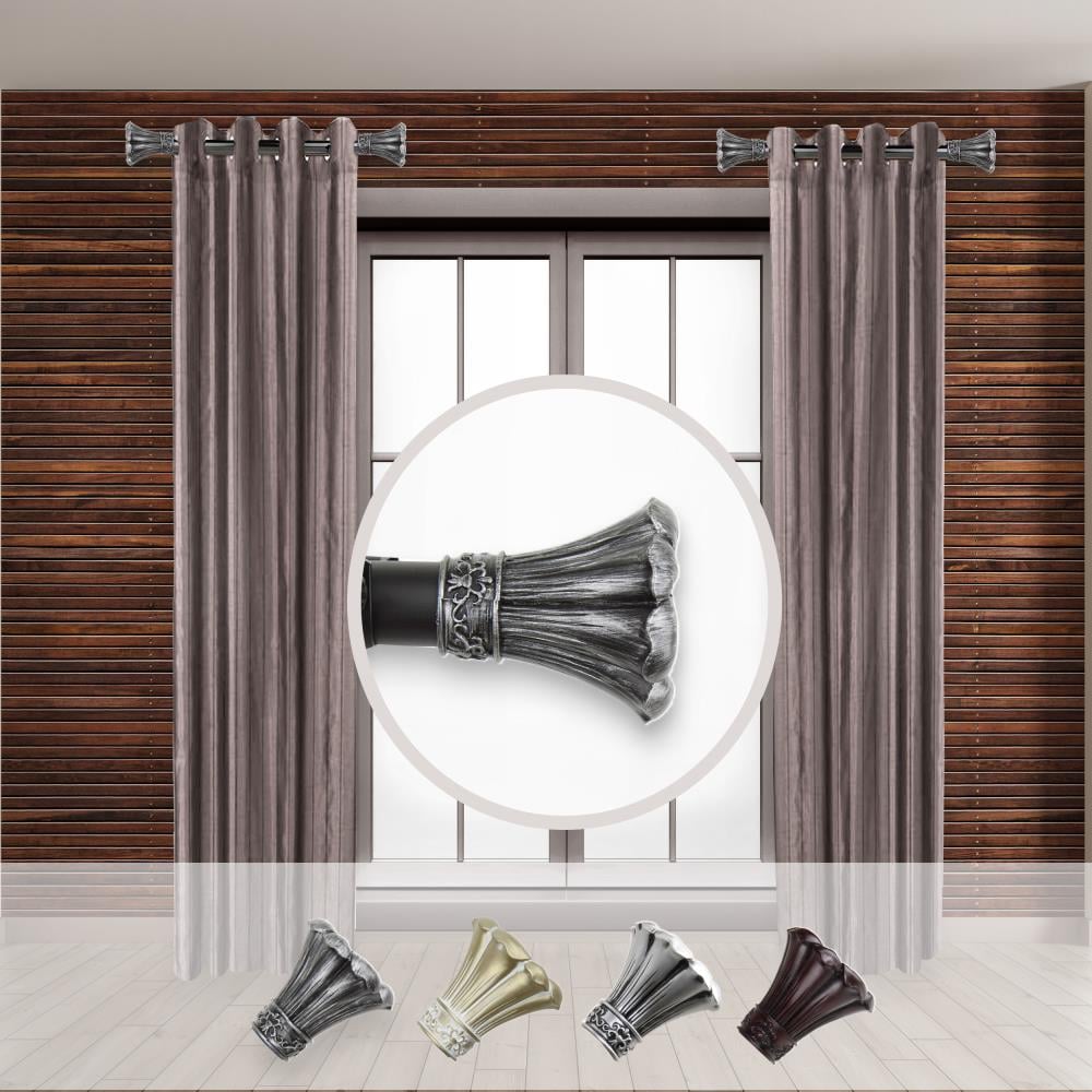 Hart & Harlow LO-SIDE100-02-2 Audrey 1-in 12-in to 20-in Black Steel Side curtain rod with Finials