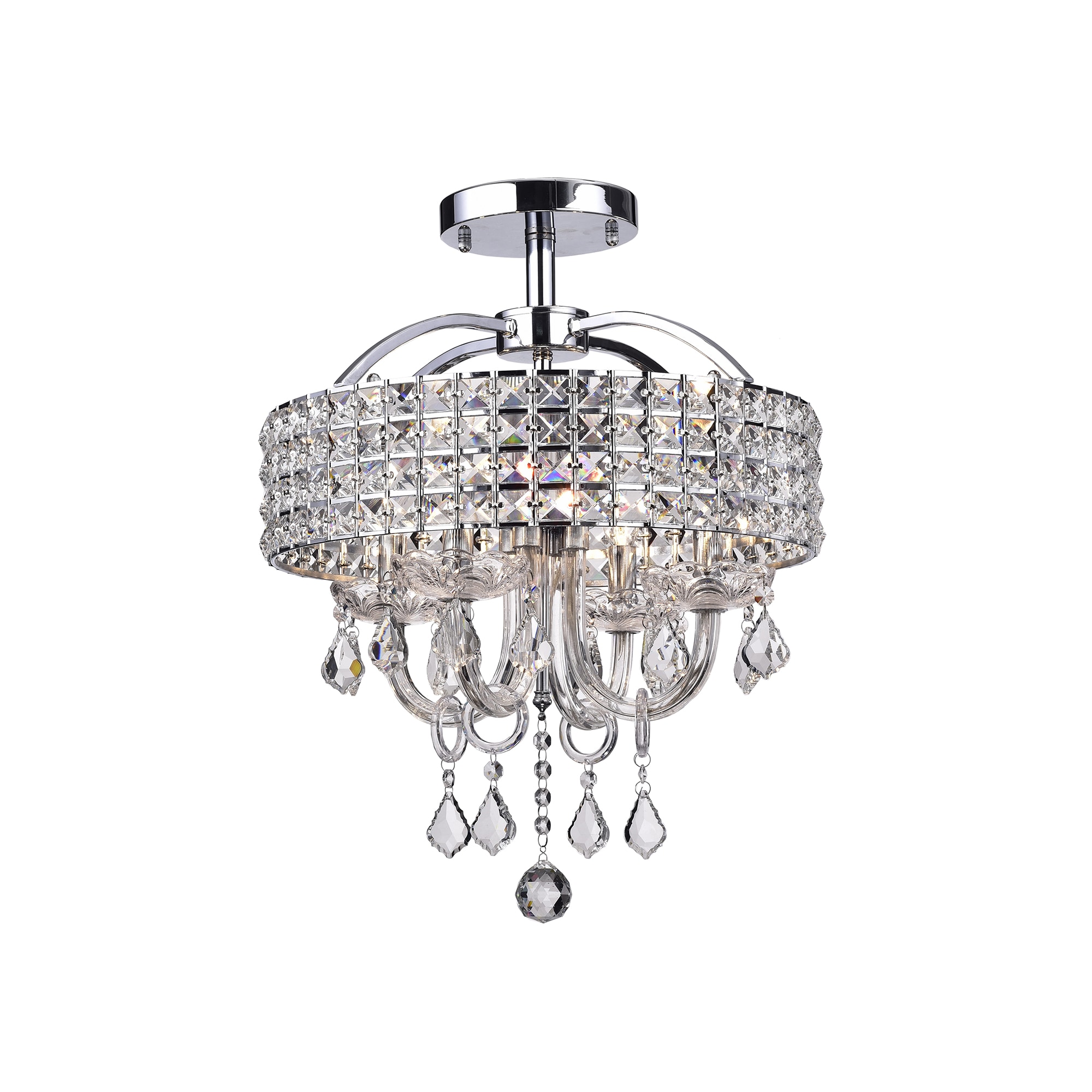 KINWELL BSC-GS045 Modern flush mount 4 -Light 16.1-in Chrome Integrated LED Semi Flush Mount Light