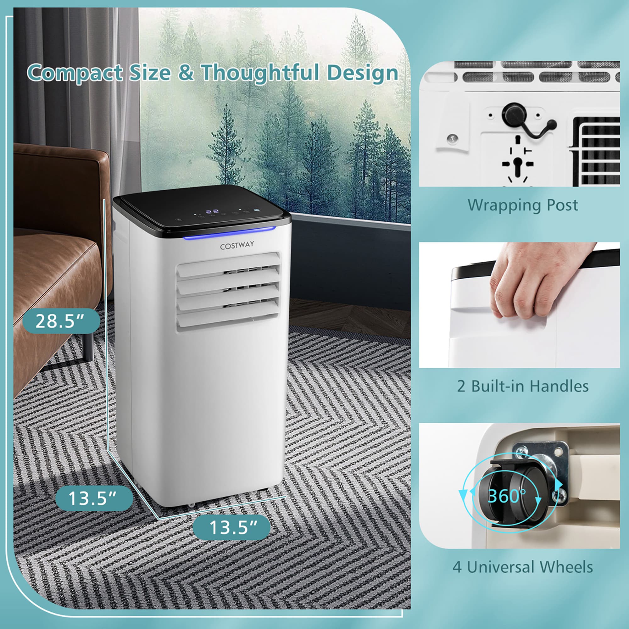 Costway 7100-BTU DOE (115-Volt) White Vented Portable Air Conditioner with Remote Cools 350-sq ft LWS00237 Sansujyuku sansujyuku.com