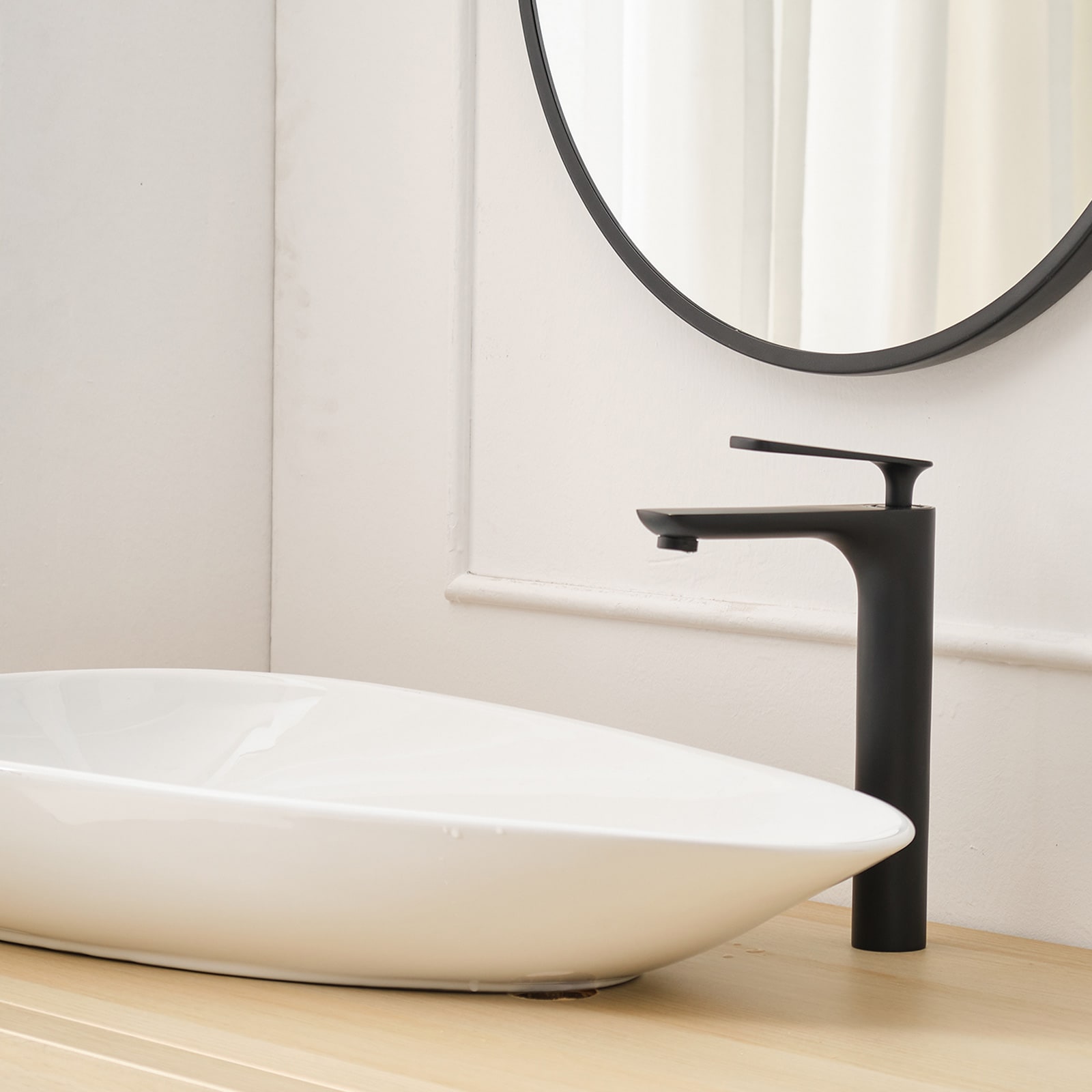 Matte Black Single Handle High Arc Vessel Sink Faucet