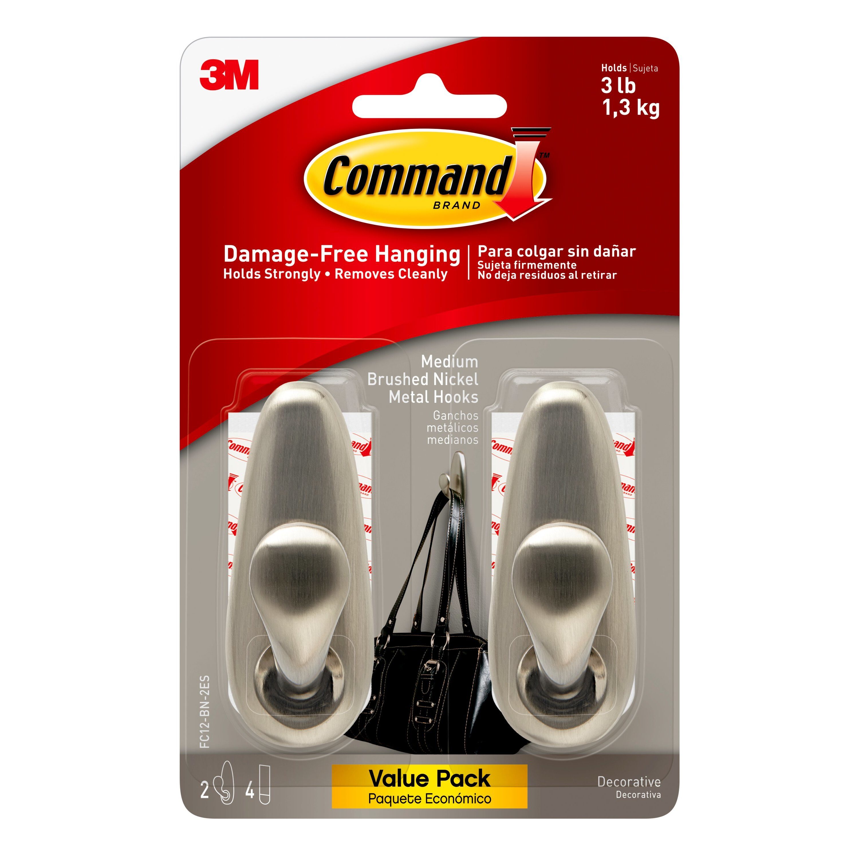 3M Command Curtain Rod Hooks, 2 Strips, 17053bn-2es in the Picture