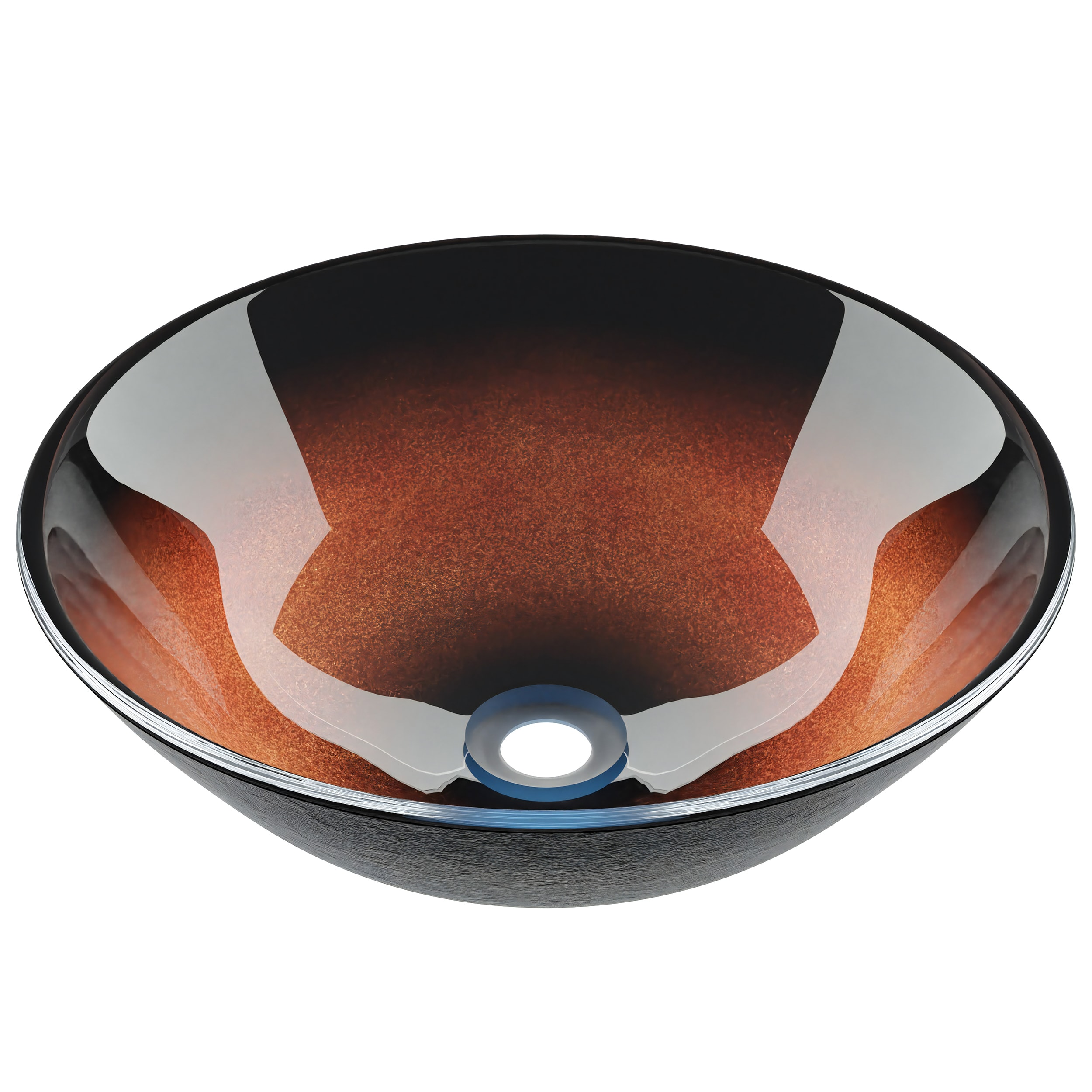 Novatto Sanguinello Glass 17-in Vessel Round Modern Copper/Black Bathroom Sink
