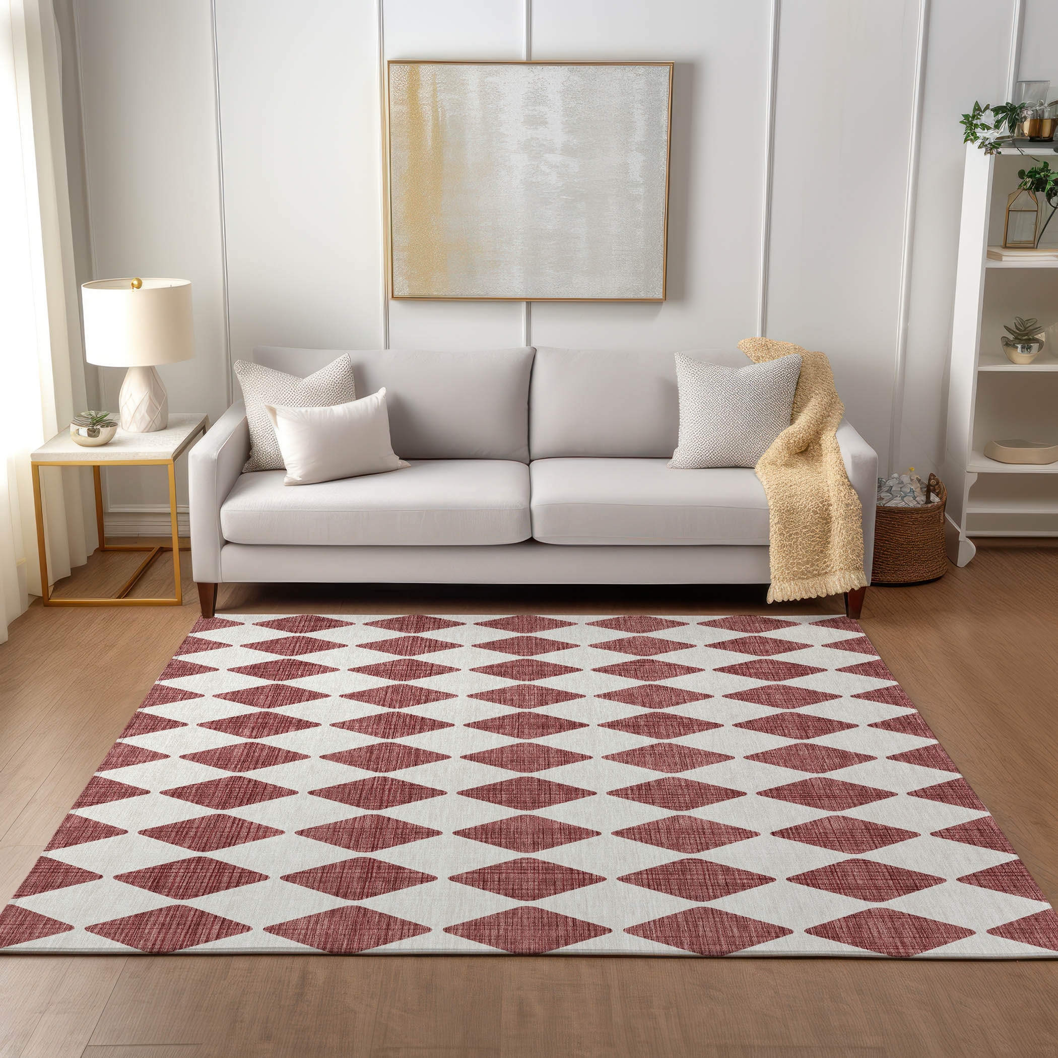 Addison Rugs ACN578BN8X10 Chantille ACN578BN 8 x 10 (ft) Polyester Burgundy Rectangular Indoor/Outdoor Geometric Machine washable Area rug