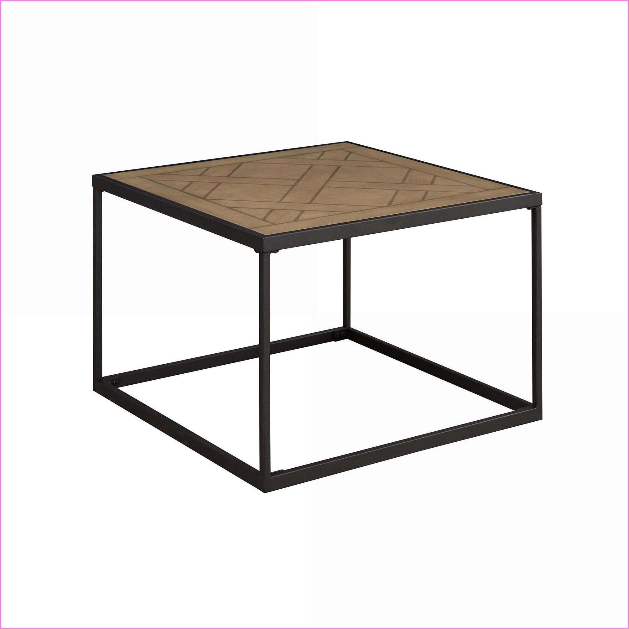 Modern Parquet Top Square Coffee Table for Living Room Warp Resistant MDF amp Steel Frame