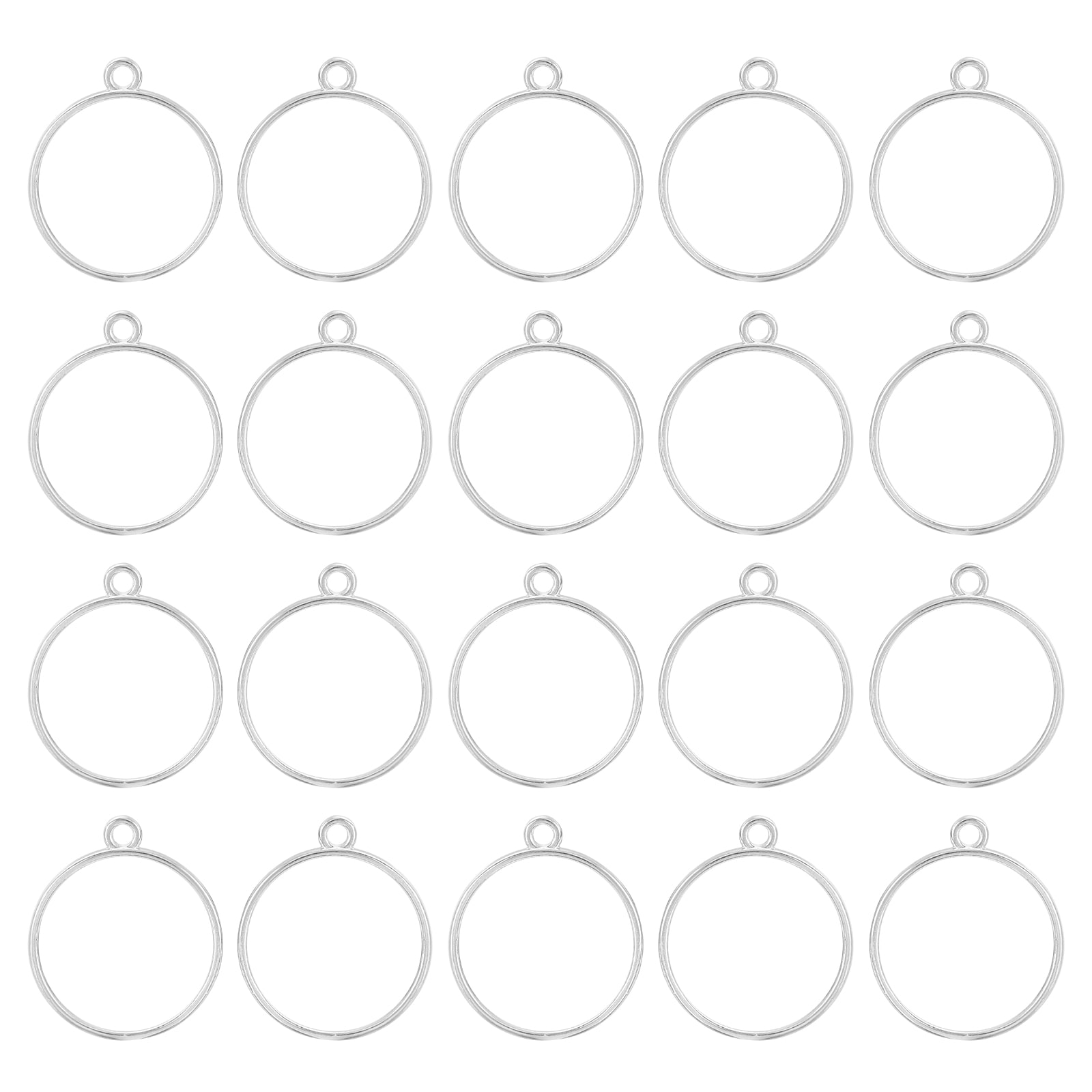 Unique Bargains - 30pcs Open Back Bezel Pendants Round Hollow Frame Charm Geometric Blank Trays f...
