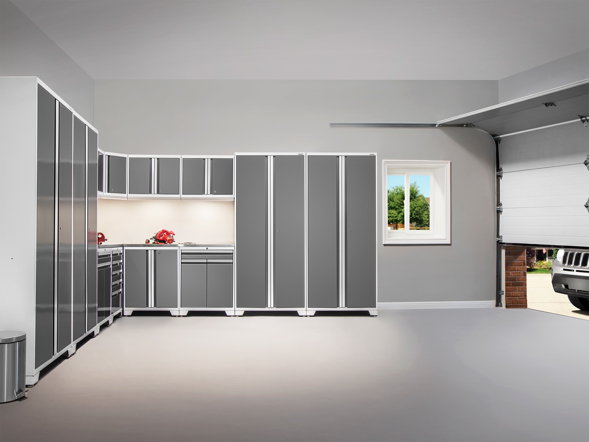 NewAge Products 12-Cabinets Steel Garage Storage System in Platinum ...