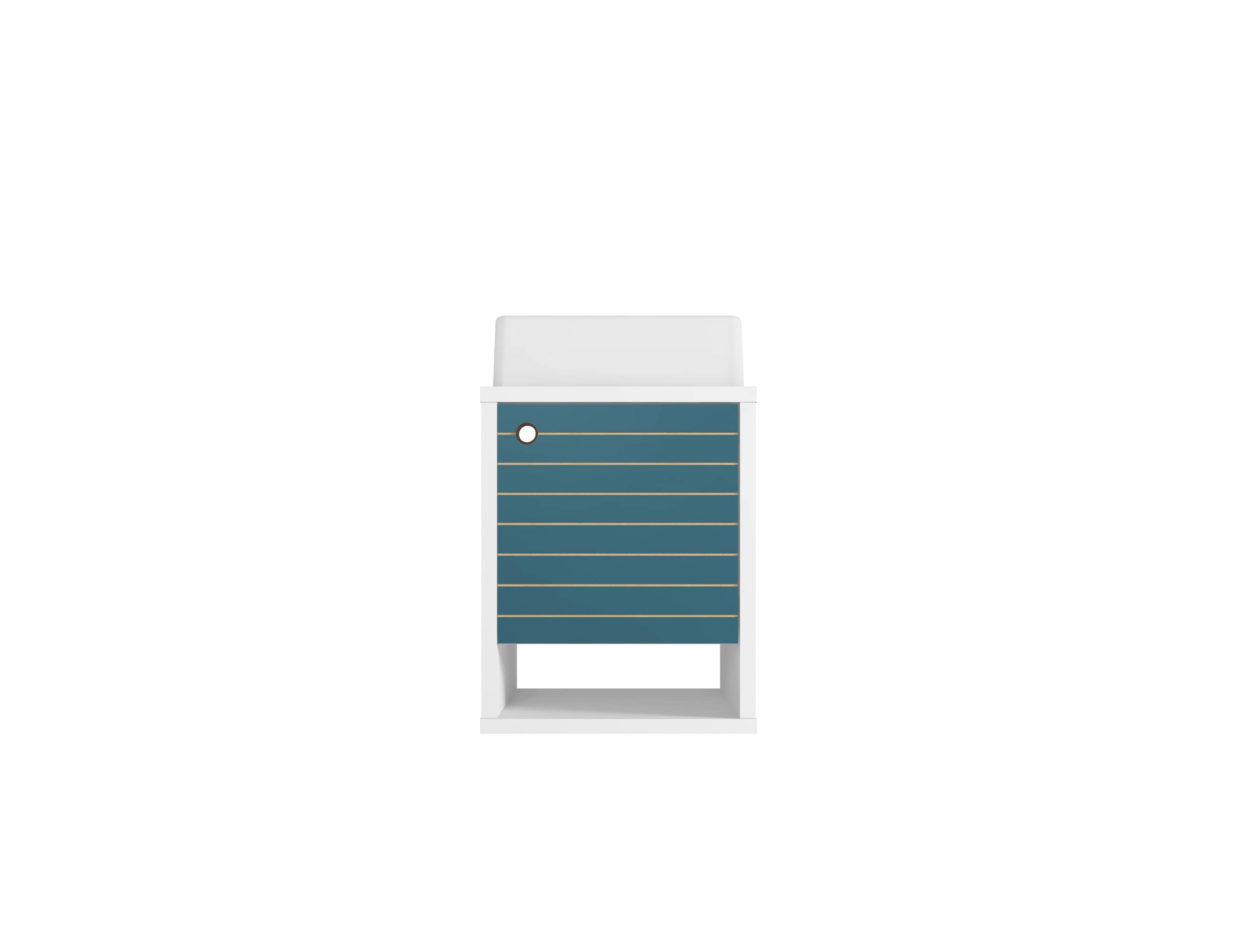 Manhattan Comfort 243BMC63 Liberty 18-in White and Aqua Blue Single Sink Floating Bathroom Vanity with White Wood Top