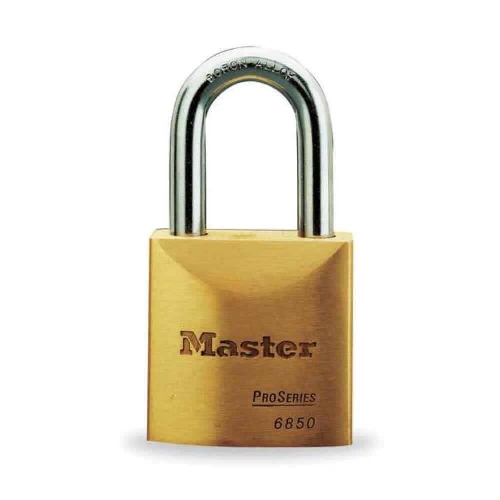 Master Lock Padlock Keyed Alike Long Shackle Rectangular Brass Body Boron Shackle 25/32 in W #6850KALJ-10G013