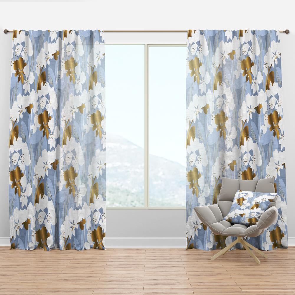 Designart CTN24438-52-90 90-Inches Blue Abstract Room darkening Thermal lined Rod pocket Single curtain panel