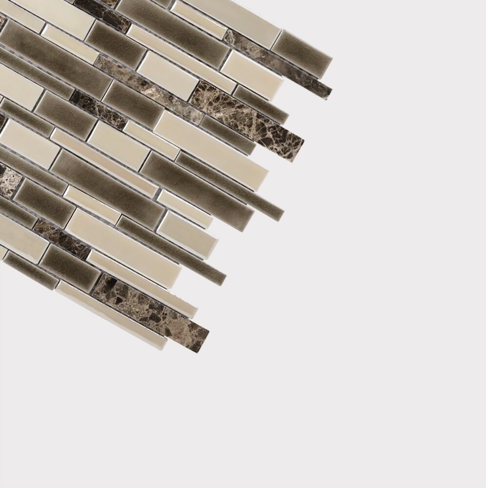 Elida Ceramica Crackled Linear Silk 12-in x 12-in Glazed Porcelain Marble Linear Mosaic Wall Tile