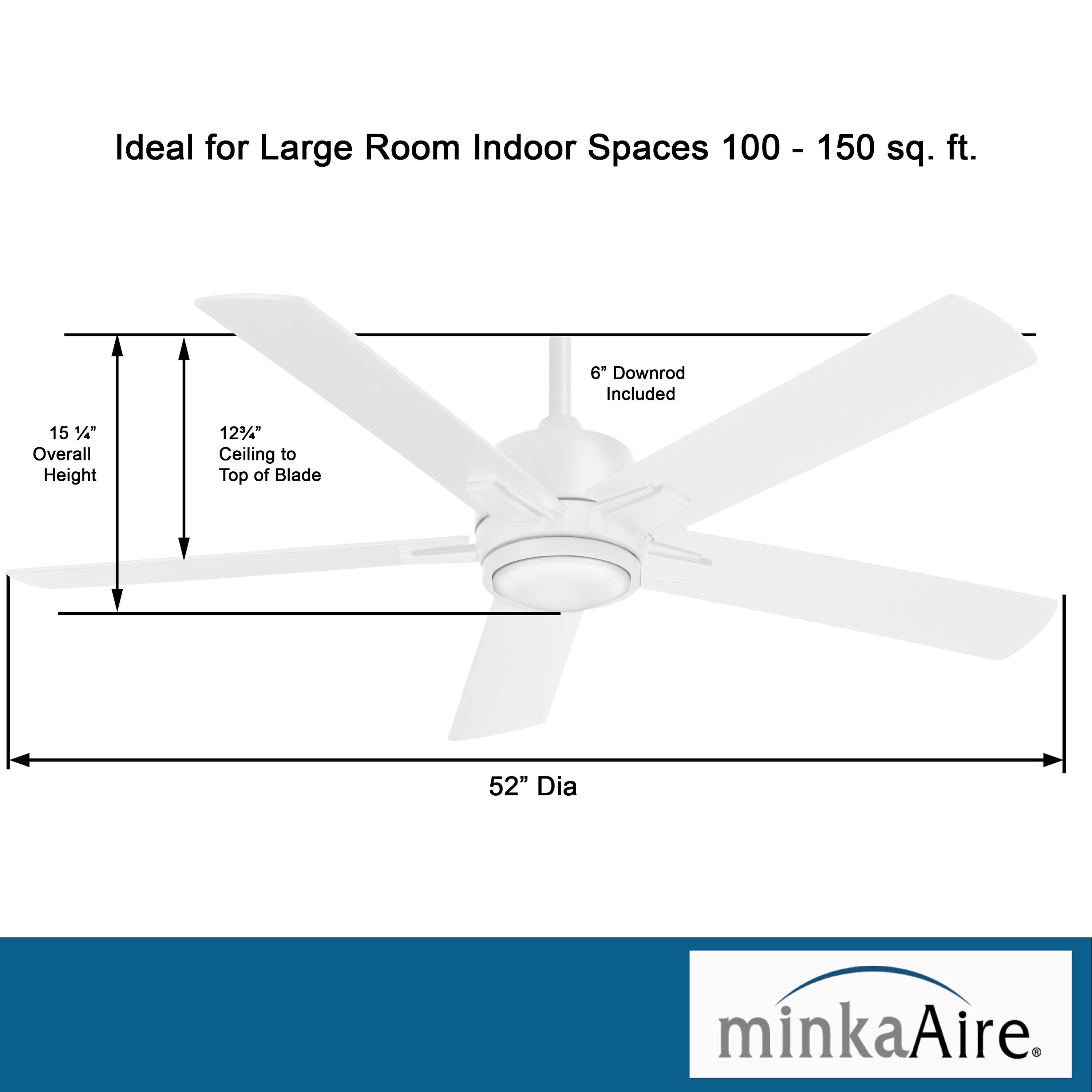 Minka Aire Stout 54-in Flat White Integrated LED Indoor Ceiling Fan with  Light and Remote (5-Blade)