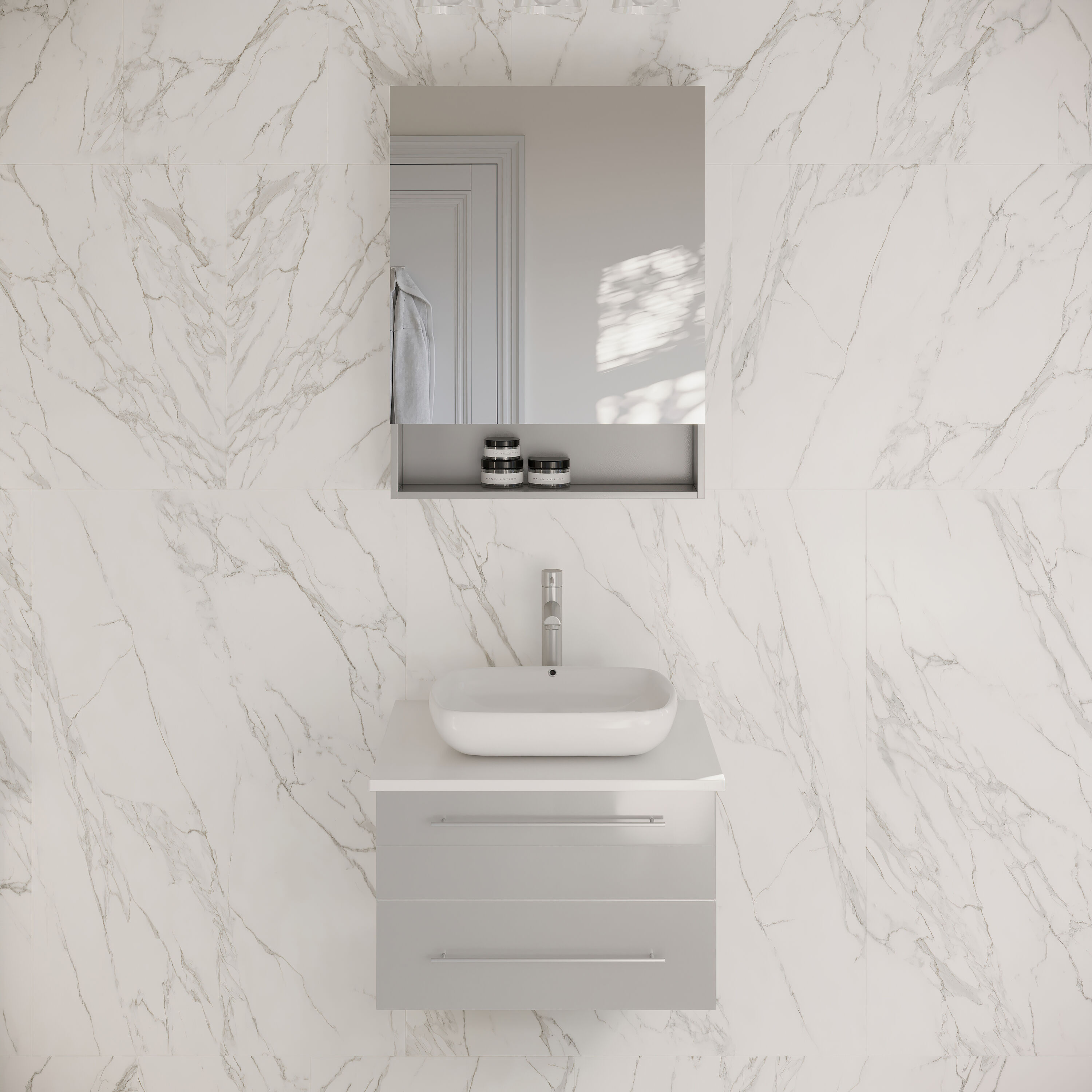 Fresca FVN6124GR-VSL Lucera 24-in Gray Single sink Floating Bathroom Vanity with White Quartz Top