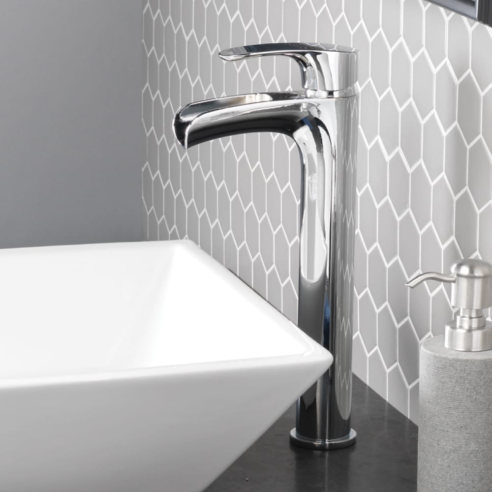 allen + roth 71-BVF11-AR Eliza Chrome Vessel 1-handle WaterSense Waterfall Commercial/Residential Handle Bathroom Sink Faucet with Drain