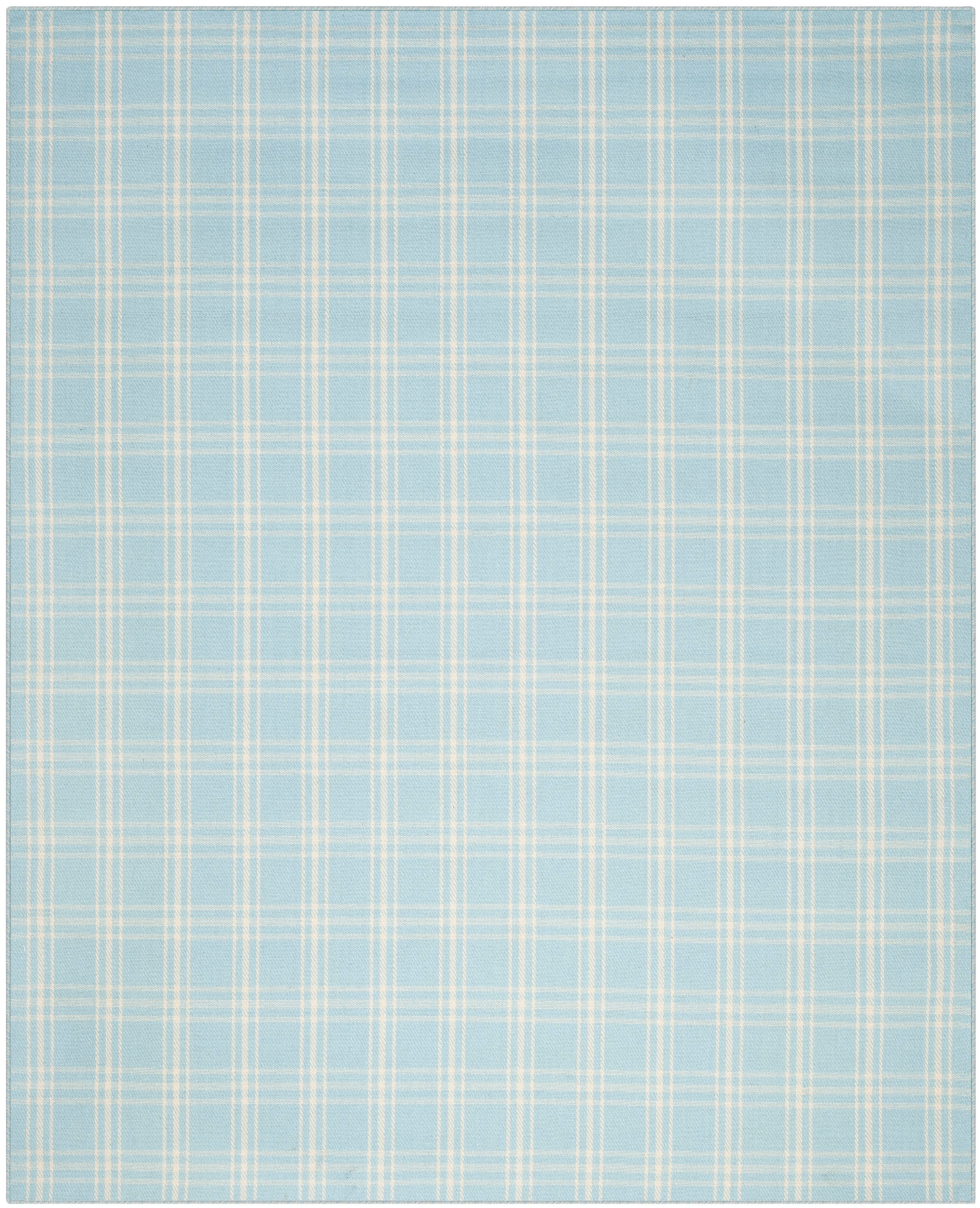 Light Blue Handwoven Kilim Wool Rug 8' x 10' - Reversible and Stain-Resistant