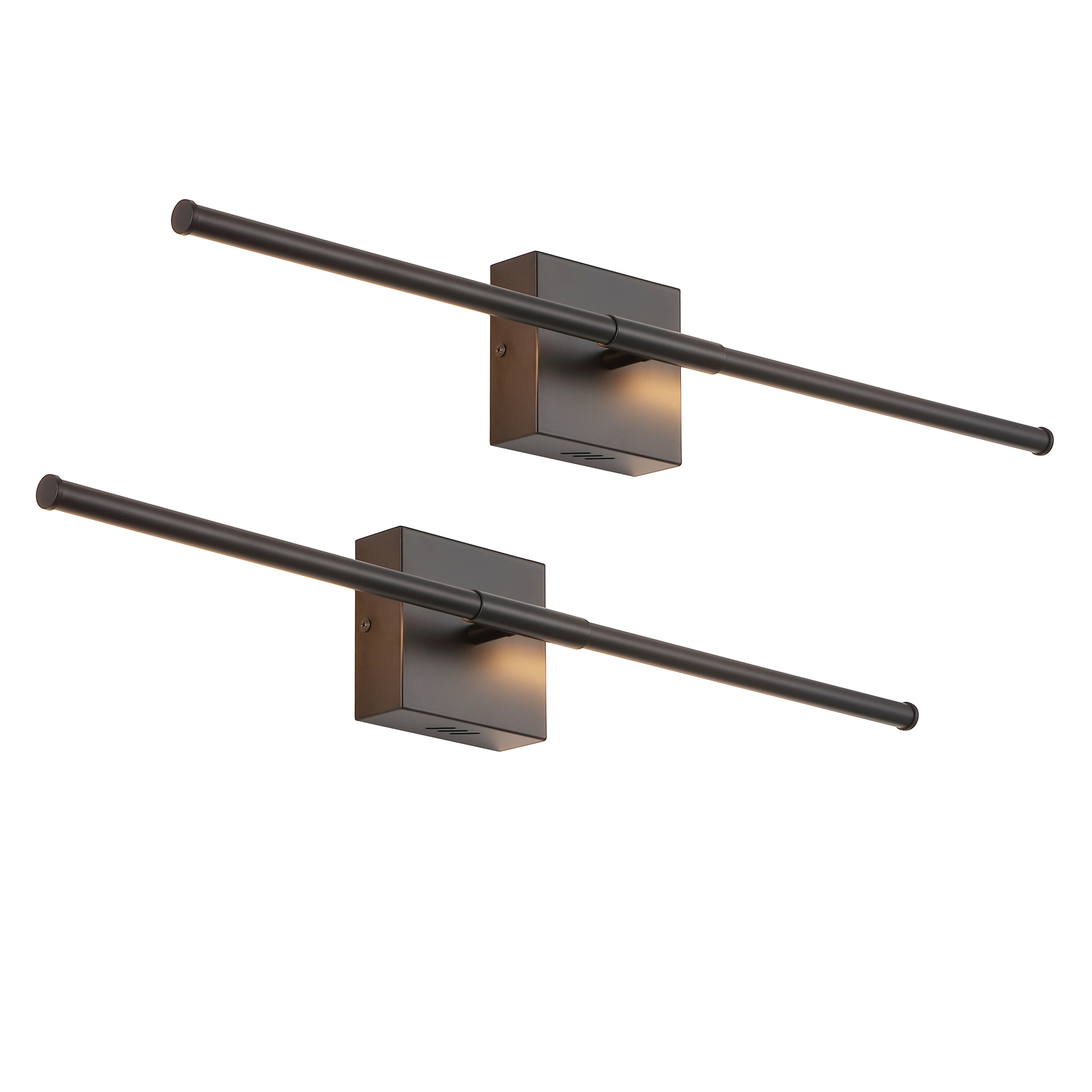 JONATHAN  Y JYL7022C-SET2 Makena Metal Dimmable Integrated Minimalist 28-in W 2 -Light Polished Black Integrated LED Wall Sconce