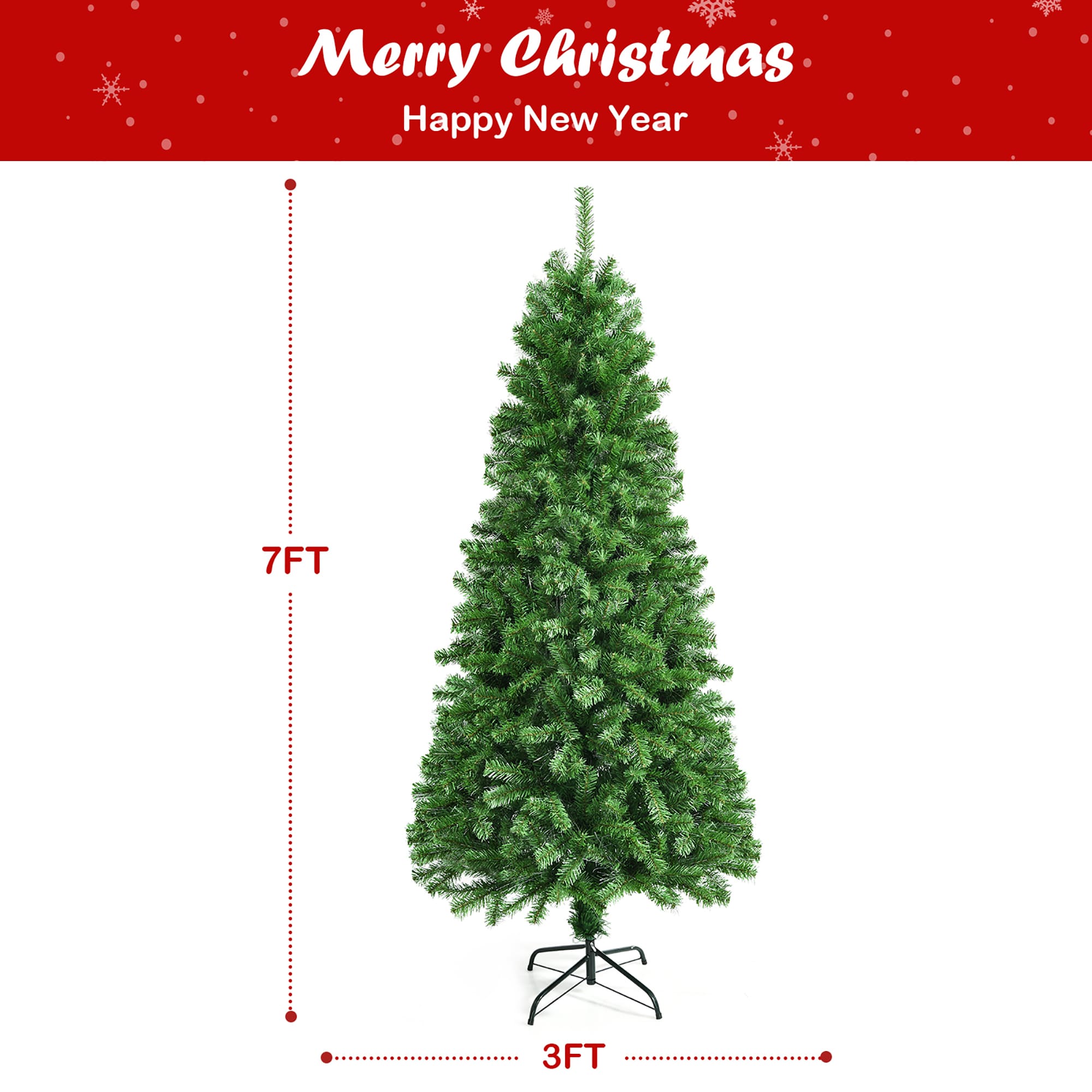 Costway 7-ft Pre-lit Artificial Christmas Tree in the Artificial ...