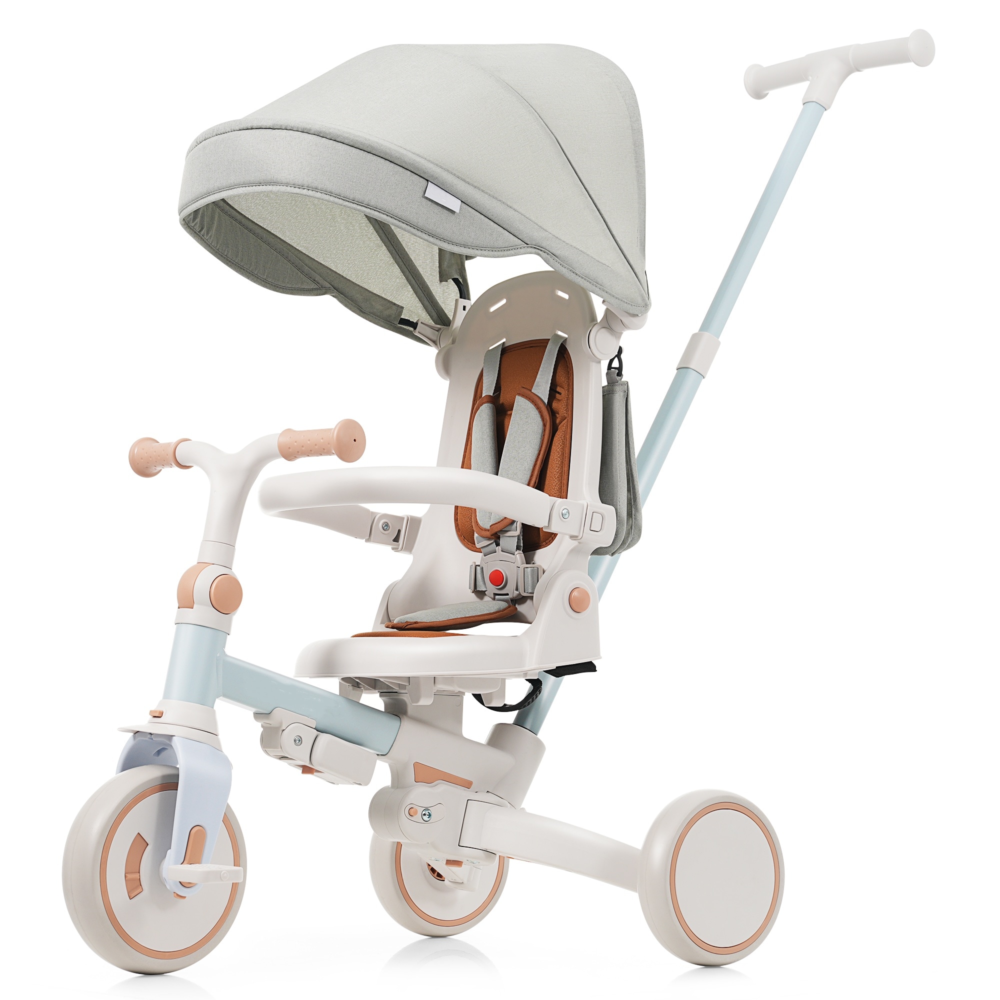 ModernLuxe L3P-N726P248345C 7 in 1 Baby Tricycle Foldable Toddler Tricycle with Removable and Adjustable Parent Handle Toddler Push Bike with Removable Pedal Canopy and Guardrail Tricycle for 1272 Months blue