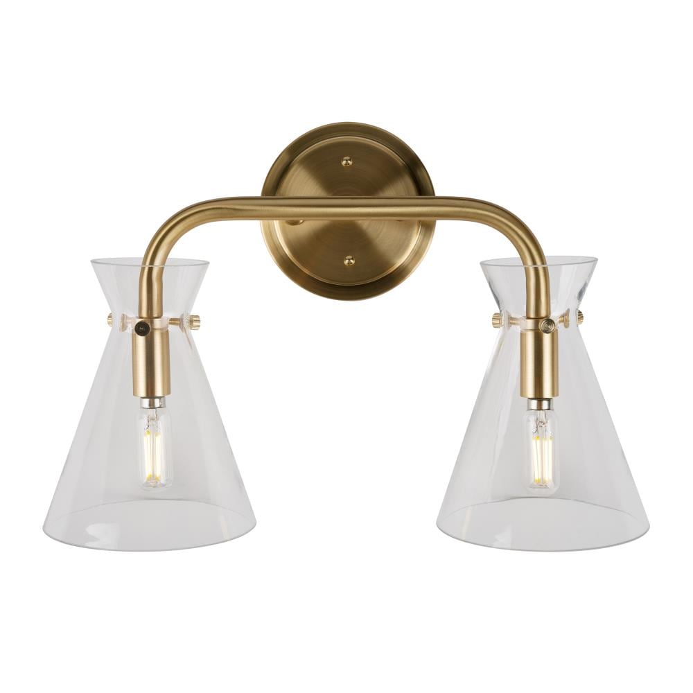 Forte Lighting 5733-02-12 Beaker 15.5-in 2 -Light Brushed Gold Modern/contemporary Vanity light