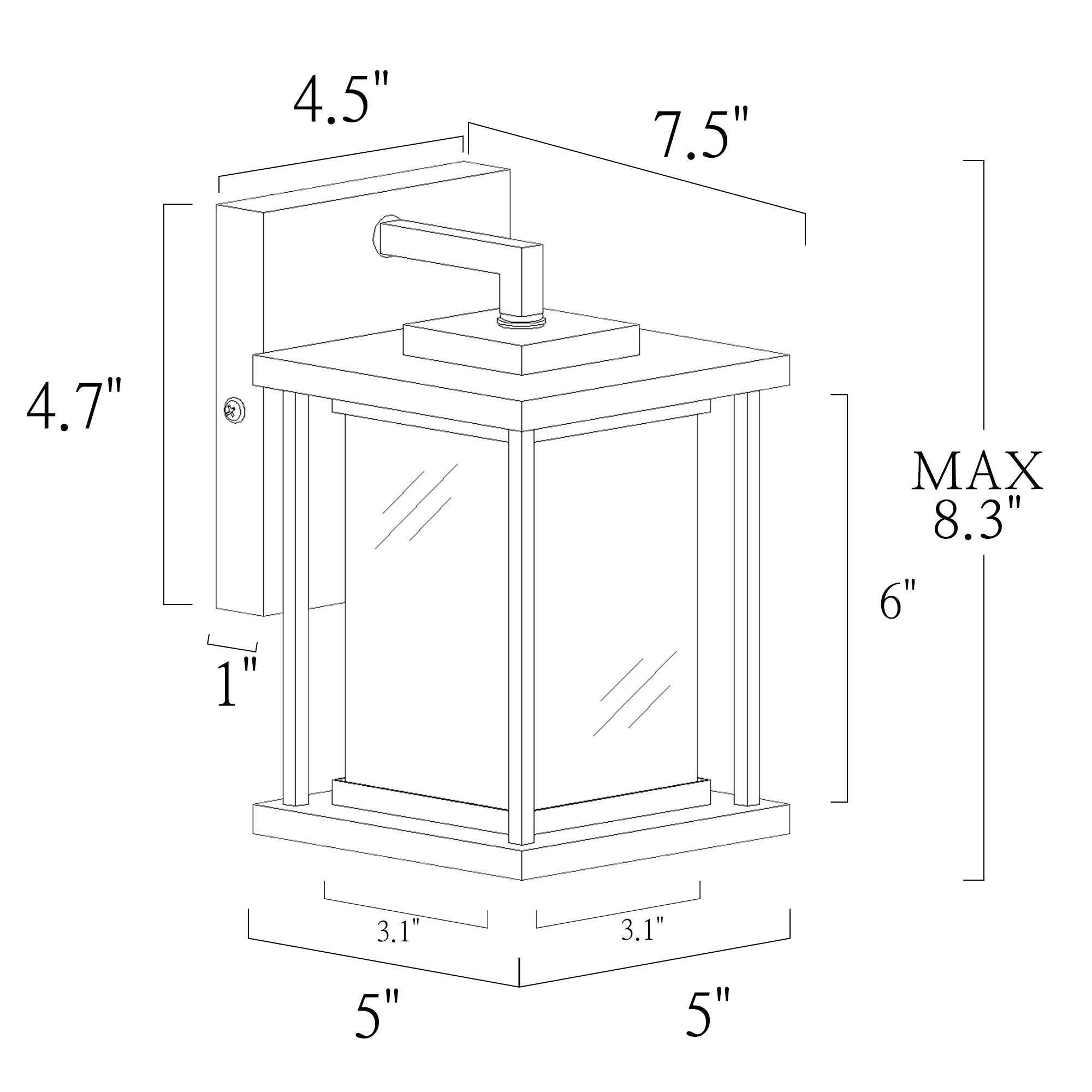 Uolfin 1-Light 8.3-in H Farmhouse Black Rectangle Frosted Glass LED ...