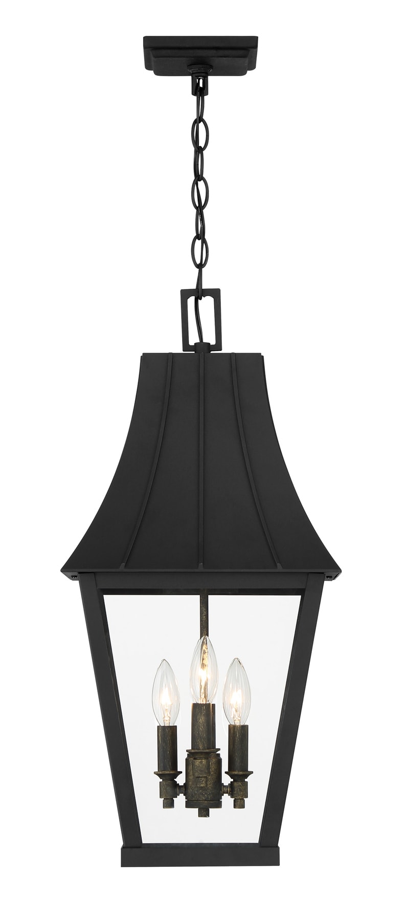 Chateau Grande 4-Light Sand Coal and Gold Outdoor Hanging Lantern