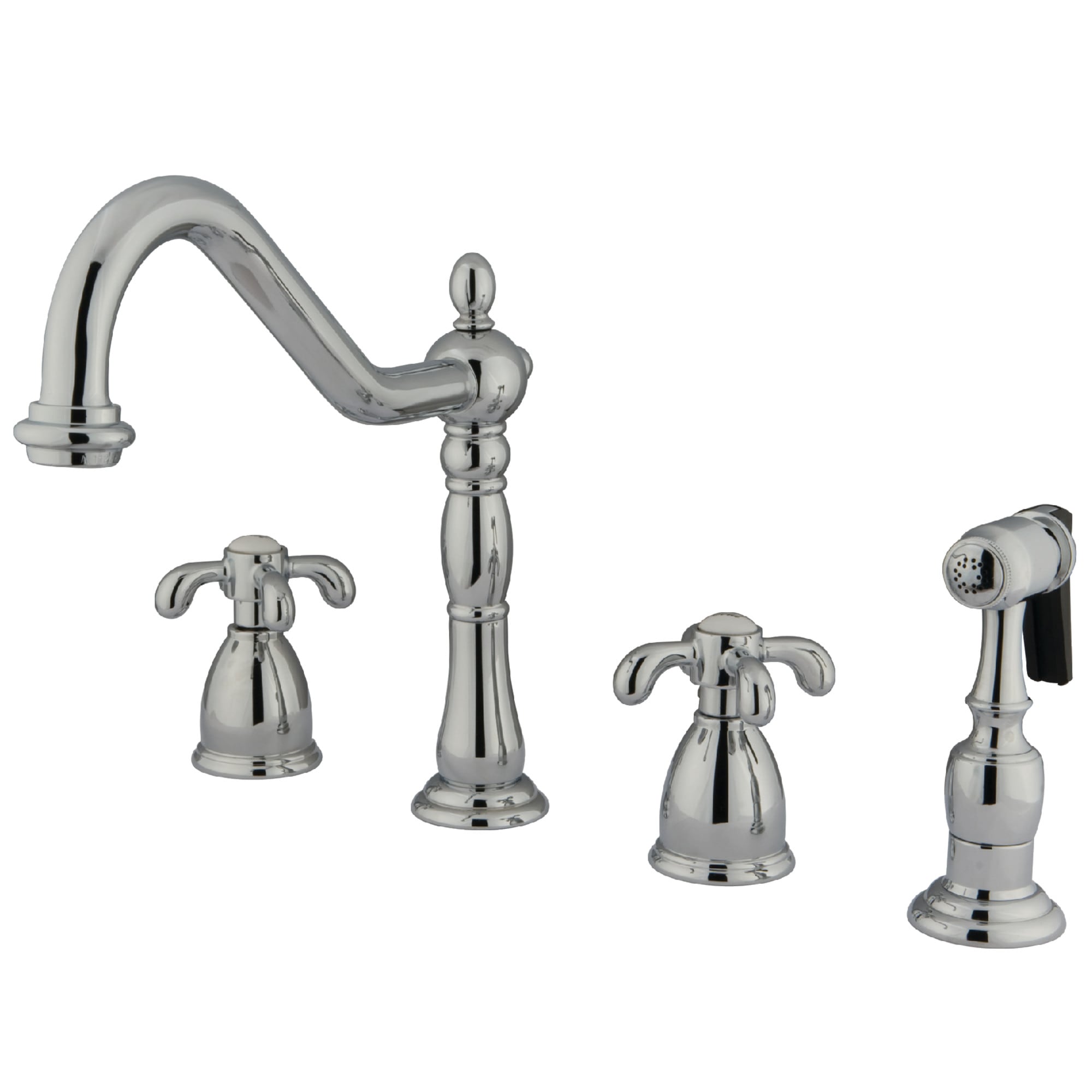 Kingston Brass WLKB1791TXBS Polished Chrome Double Handle Deck-mount Kitchen Faucet ( Side Sprayer Included )