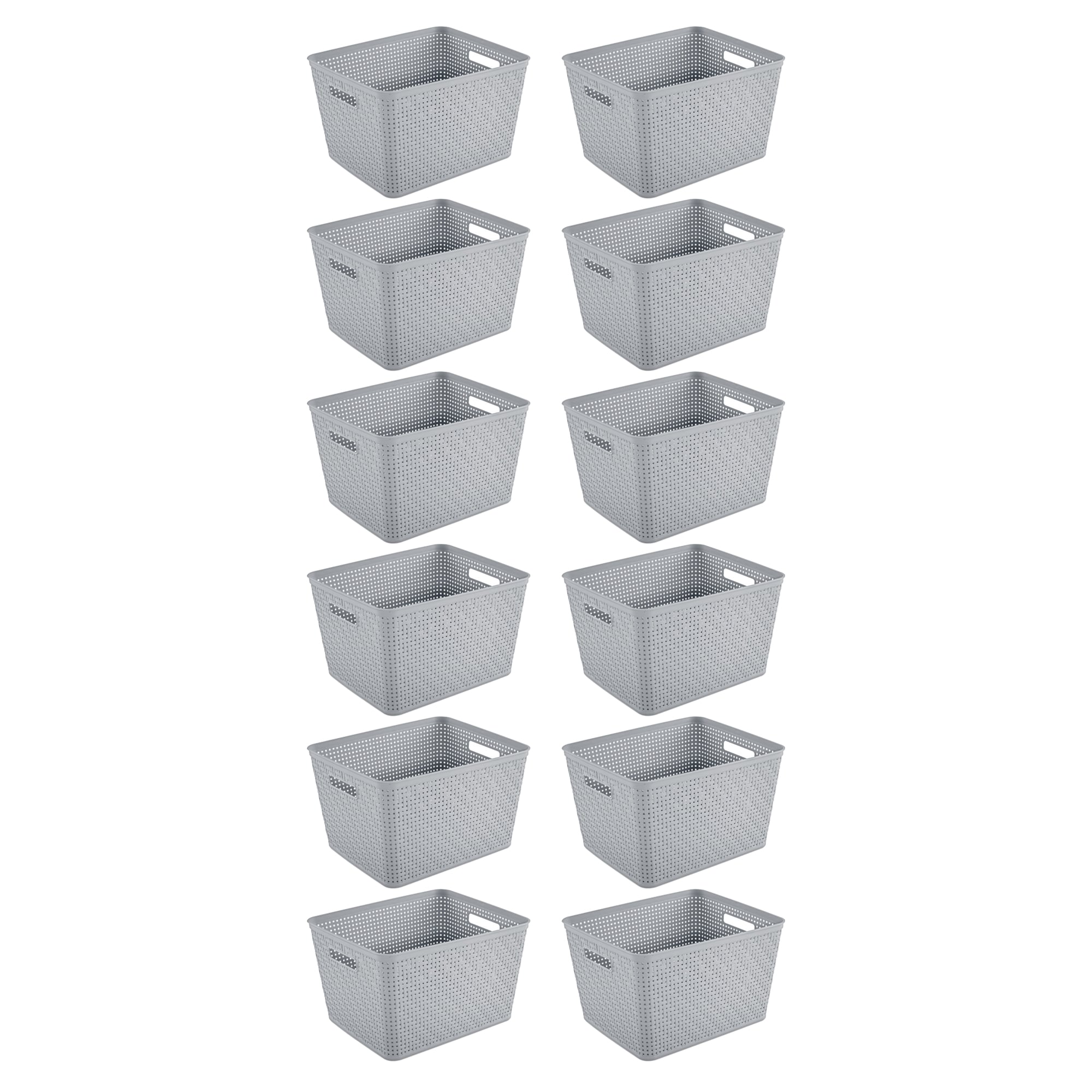 Sterilite 14 InchesLx8 InchesH Woven Rectangular Tall Basket for Home Organization (12 Pack) #320537