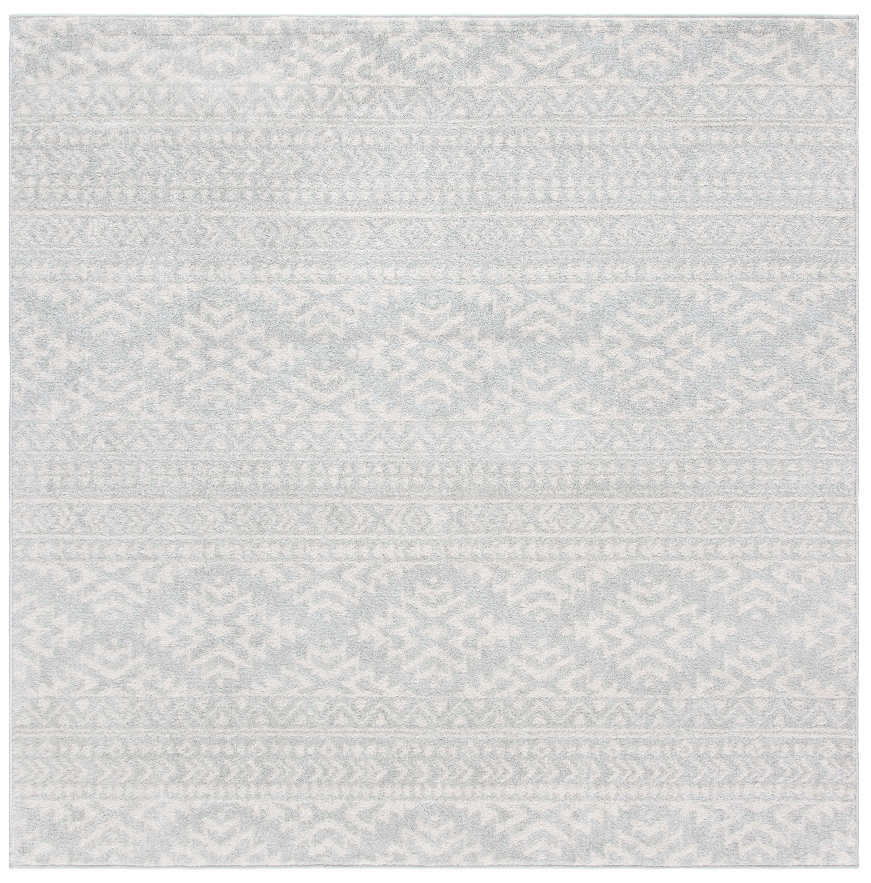 Safavieh TUL272F-9SQ Tulum 9 x 9 (ft) Loomed Polypropylene Light Gray/Ivory Square Indoor Distressed/Overdyed Bohemian/Eclectic Area rug