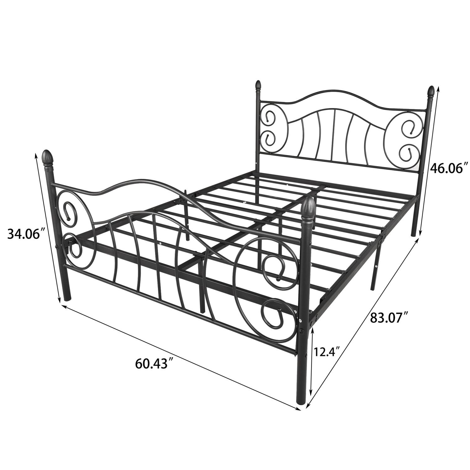 JASMODER Black Queen Composite Platform Bed with Storage at Lowes.com