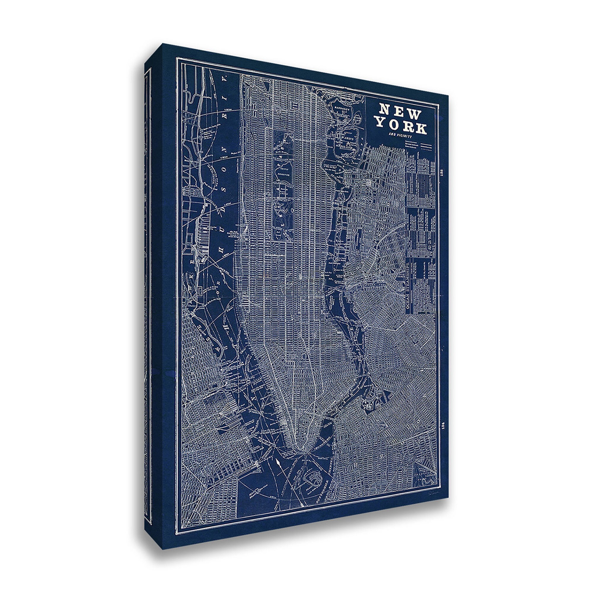 Tangletown Fine Art 14209-2030C Blueprint Map New York Sue Schlabach 30-in H x 20-in W Maps Print on Canvas